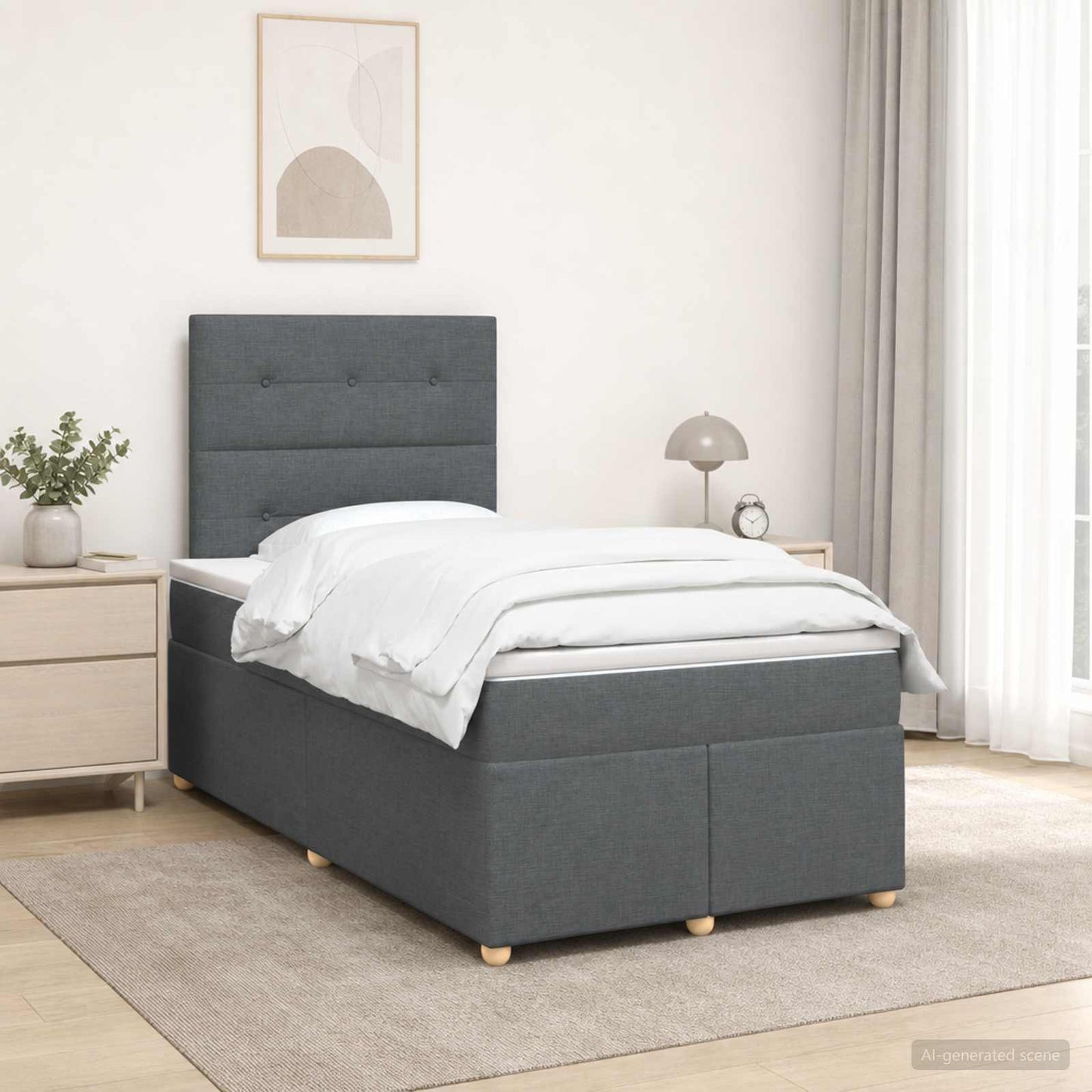 Boxspring ágy matraccal Sötétszürke 120 x 200 cm Szövet