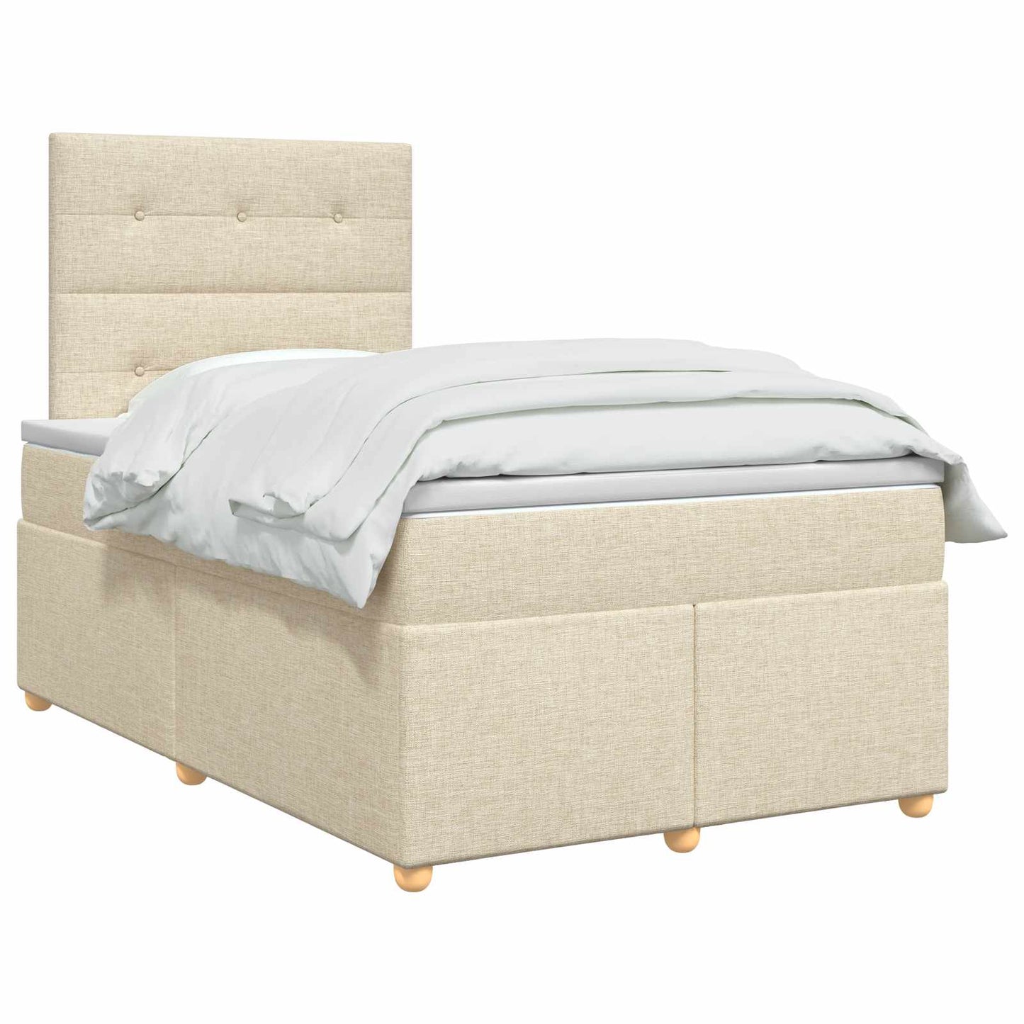 Boxspring ágy matraccal Krémszínű 120 x 190 cm Szövet