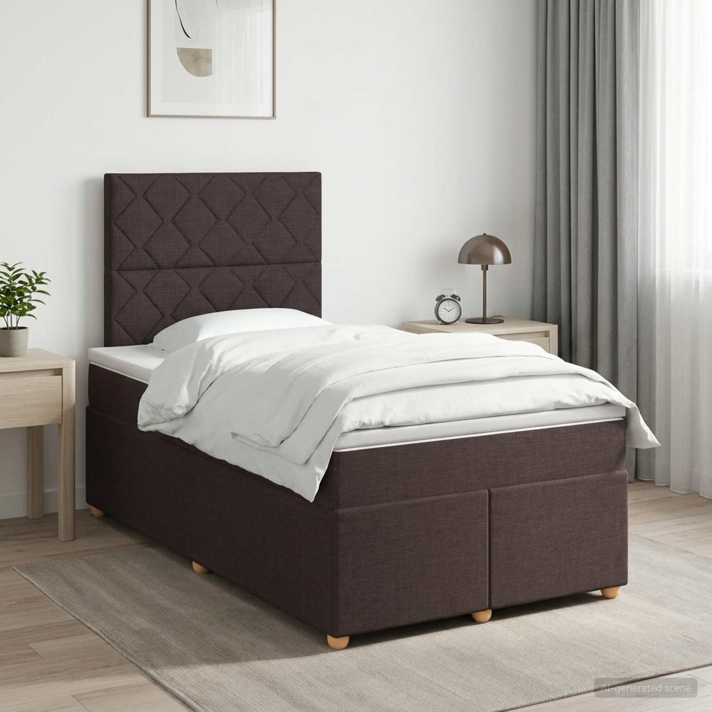 Boxspring ágy matraccal Sötét Barna 120 x 190 cm Szövet