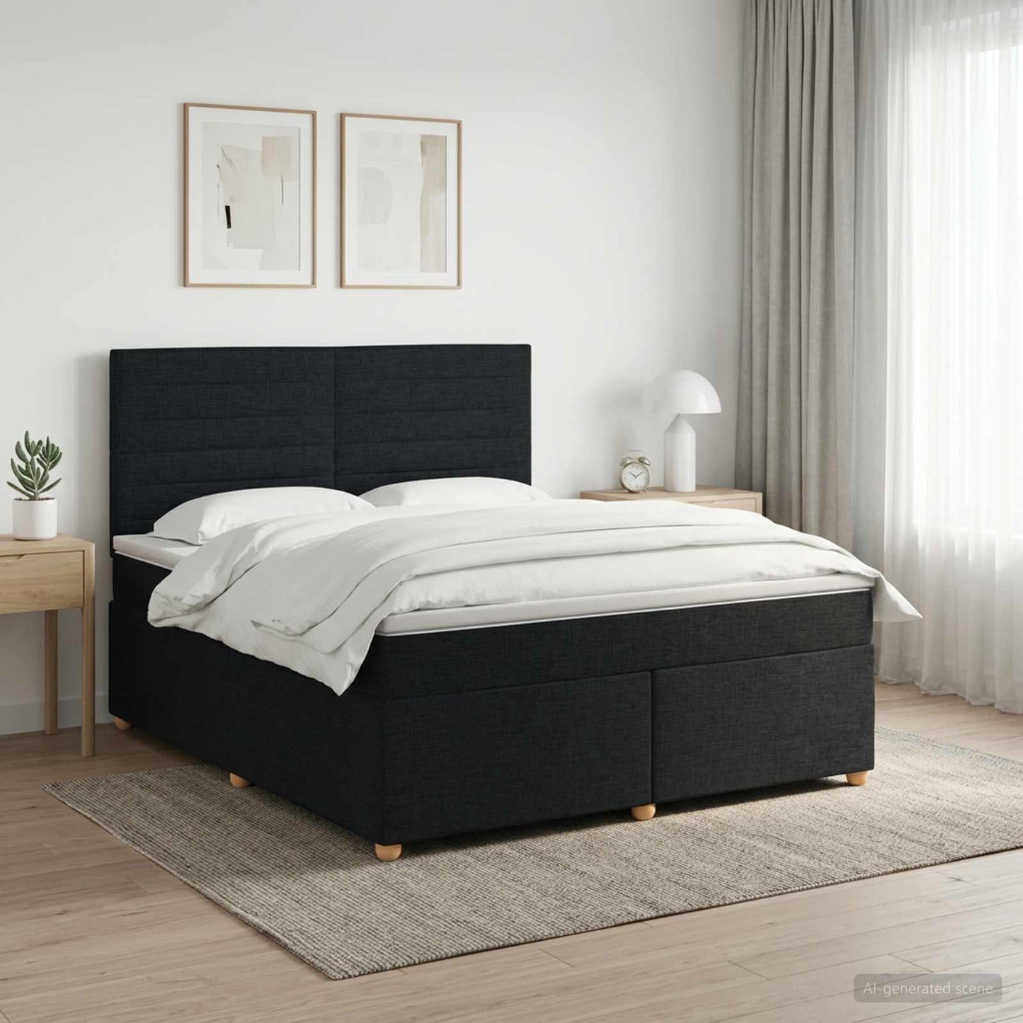 Boxspring ágy matraccal fejtámlával Fekete 180 x 200 cm Szövet