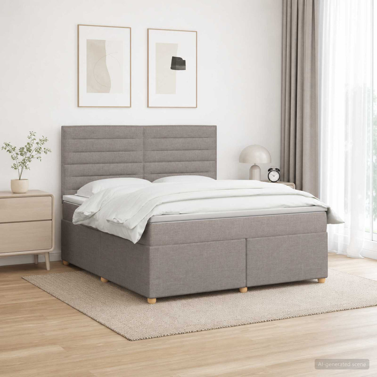 Boxspring ágy matraccal Tópszínű 160 x 200 cm Szövet