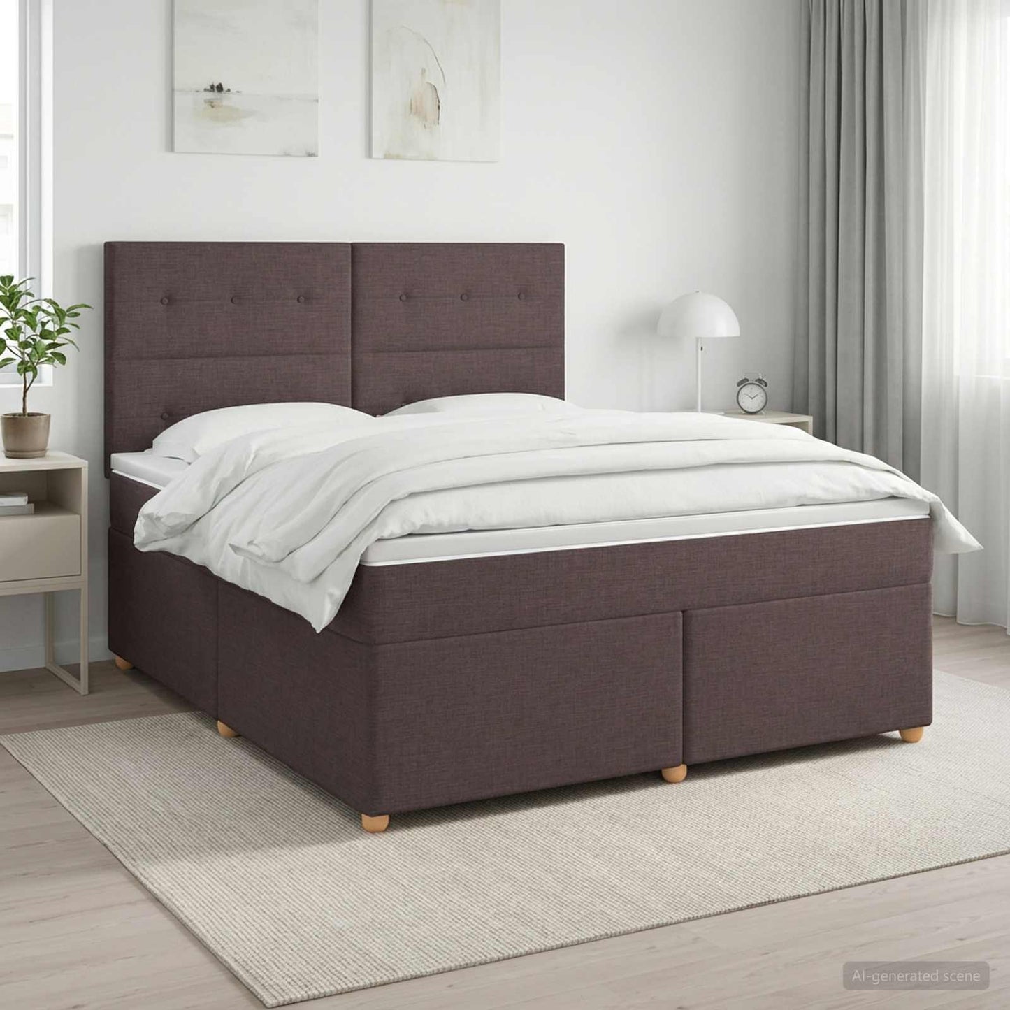 Boxspring ágy matraccal Sötét Barna 160 x 200 cm Szövet