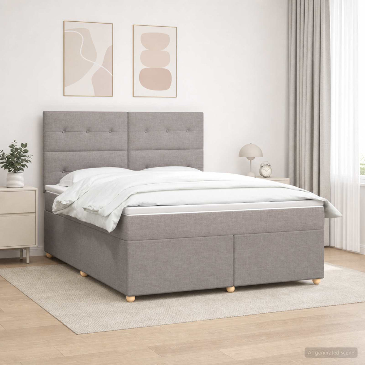 Boxspring ágy matraccal Tópszínű 140 x 200 cm Szövet