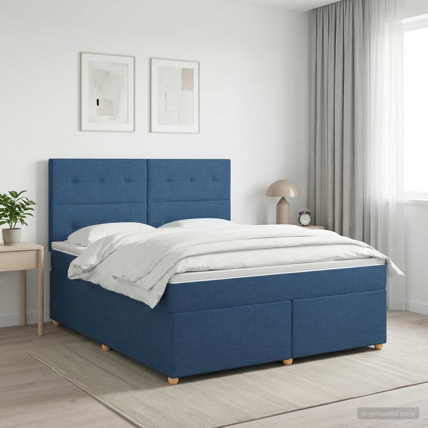 Boxspring ágy matraccal fejtámlával Kék 180 x 200 cm Szövet