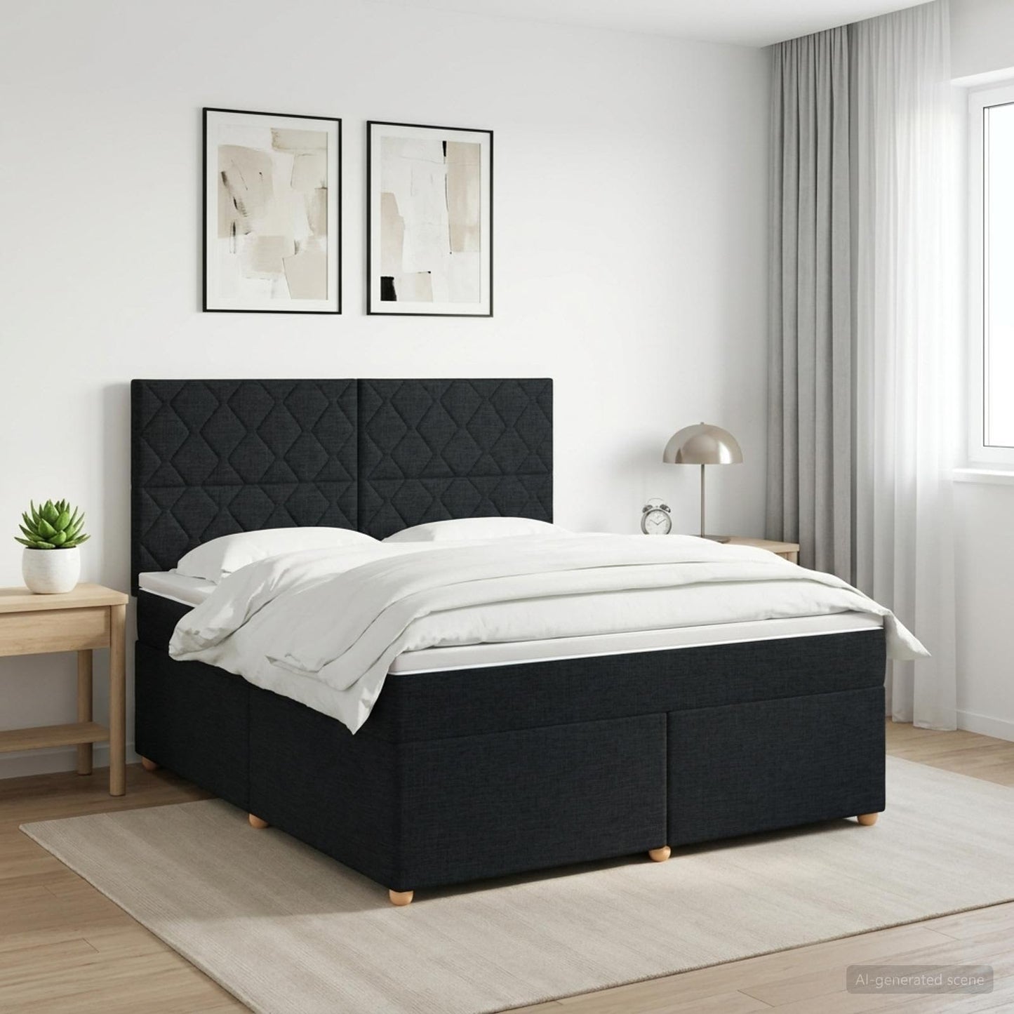 Boxspring ágy matraccal fejtámlával Fekete 180 x 200 cm Szövet