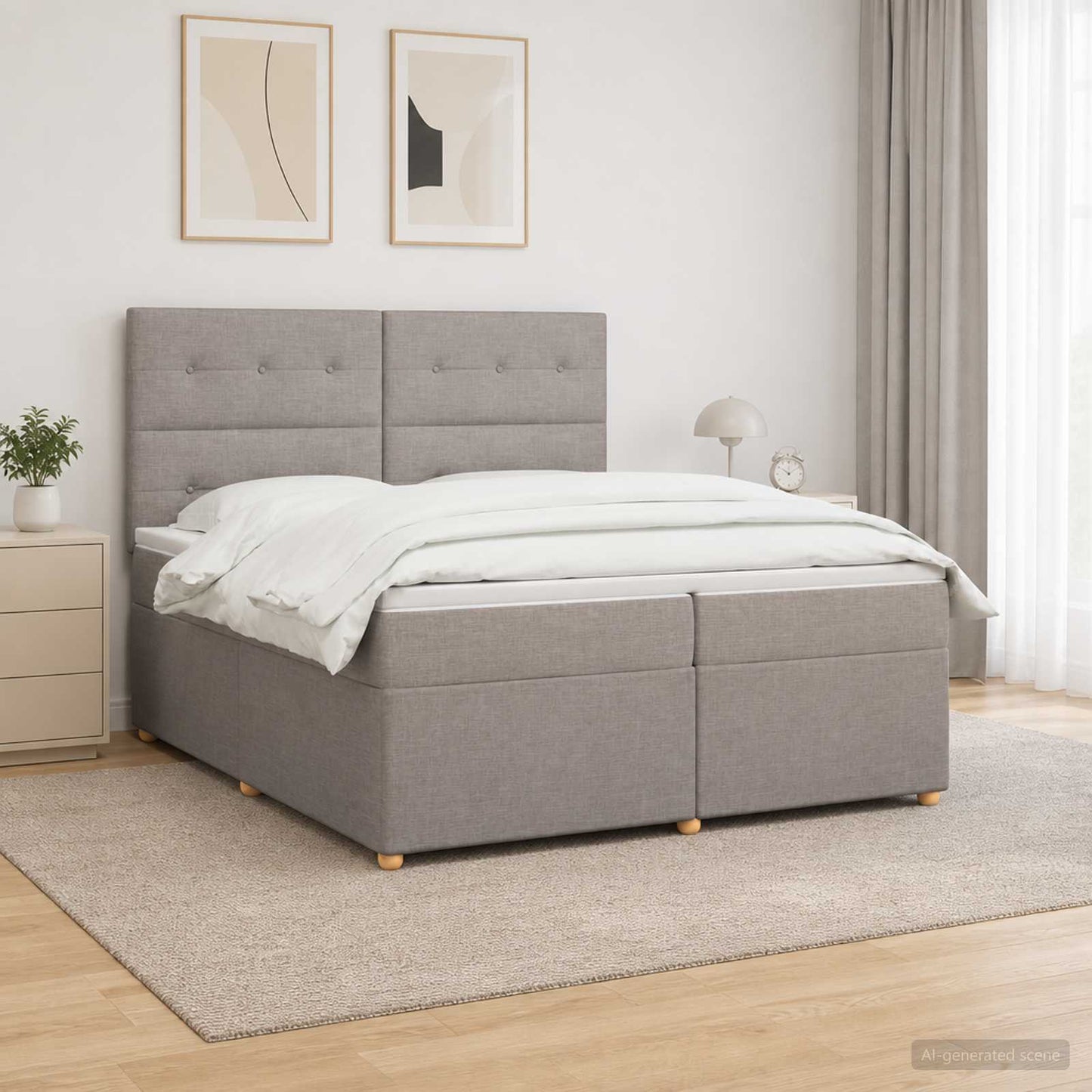Boxspring ágy matraccal Tópszínű 200 x 200 cm Szövet