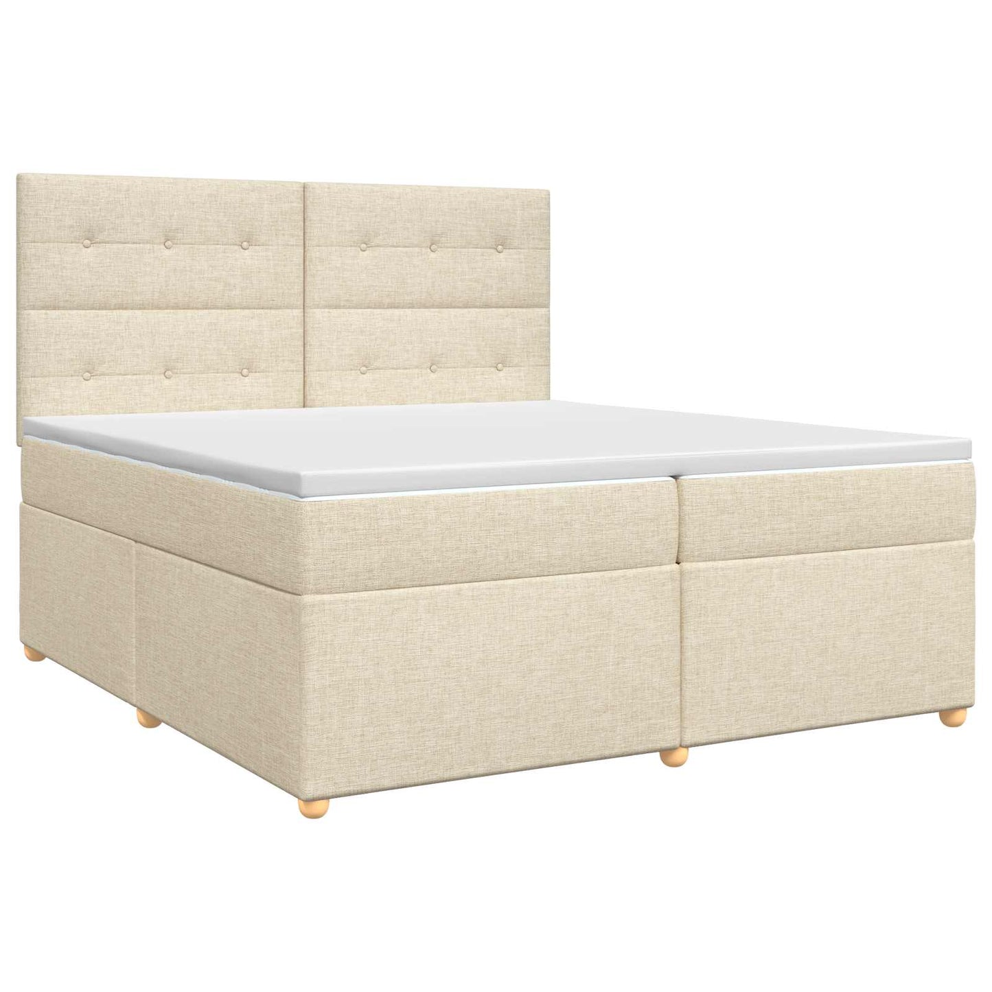 Boxspring ágy matraccal Krémszínű 200 x 200 cm Szövet