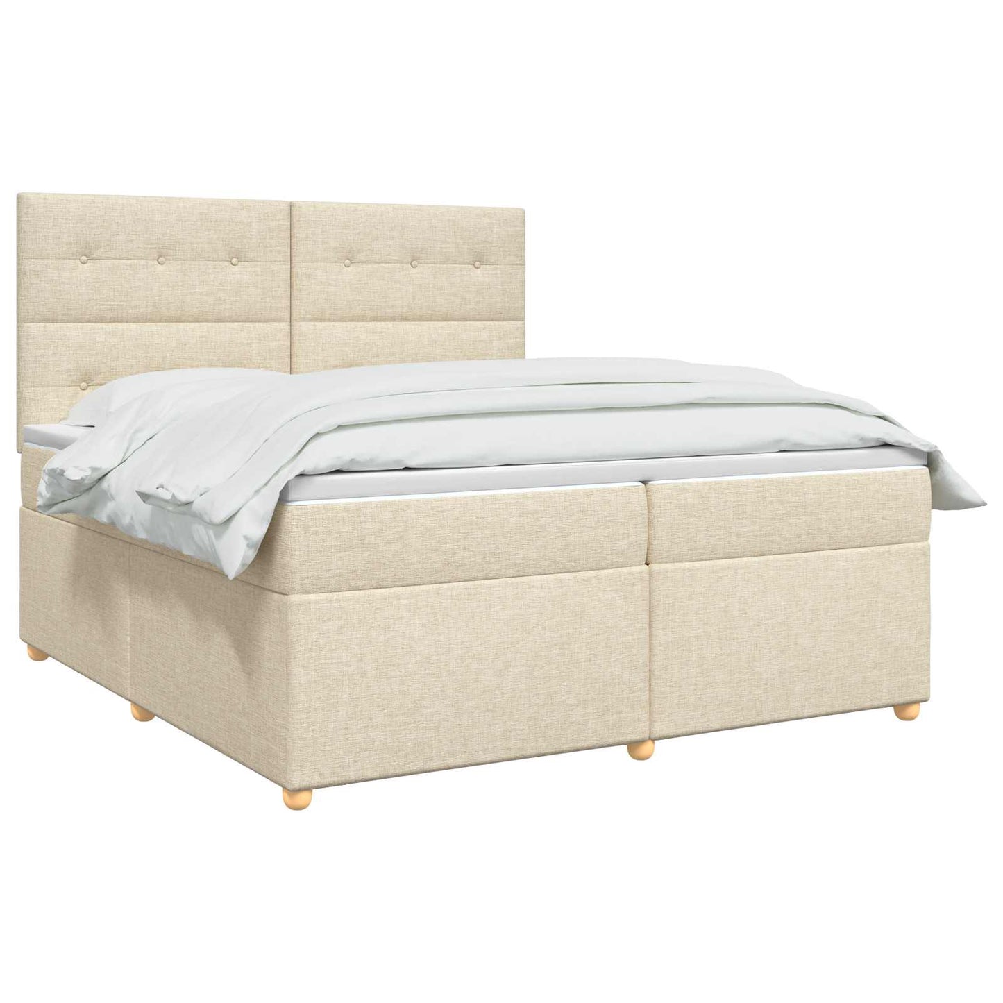 Boxspring ágy matraccal Krémszínű 200 x 200 cm Szövet