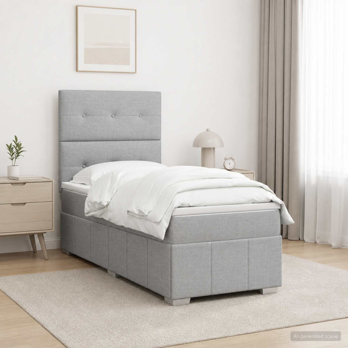 Boxspring ágy matraccal Világosszürke 80 x 200 cm Szövet