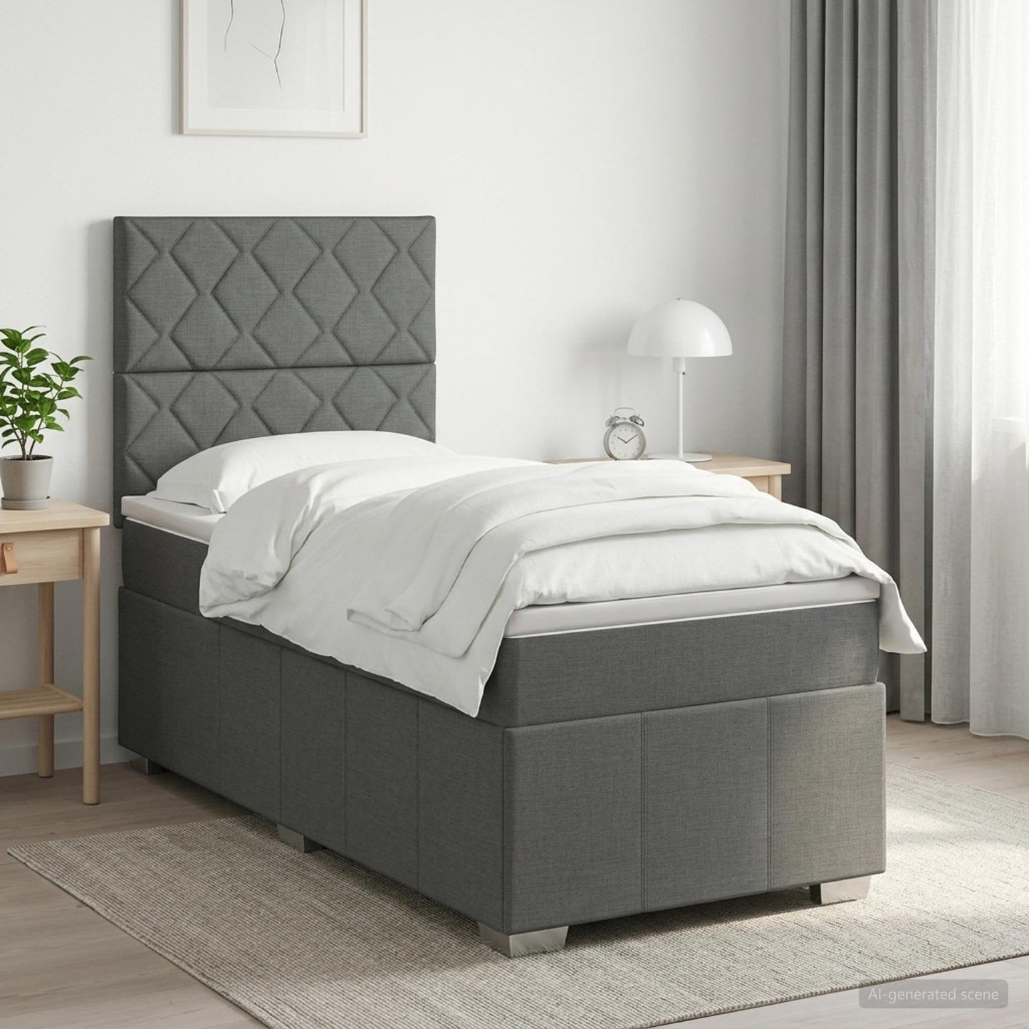 Boxspring ágy matraccal Sötétszürke 80 x 200 cm Szövet