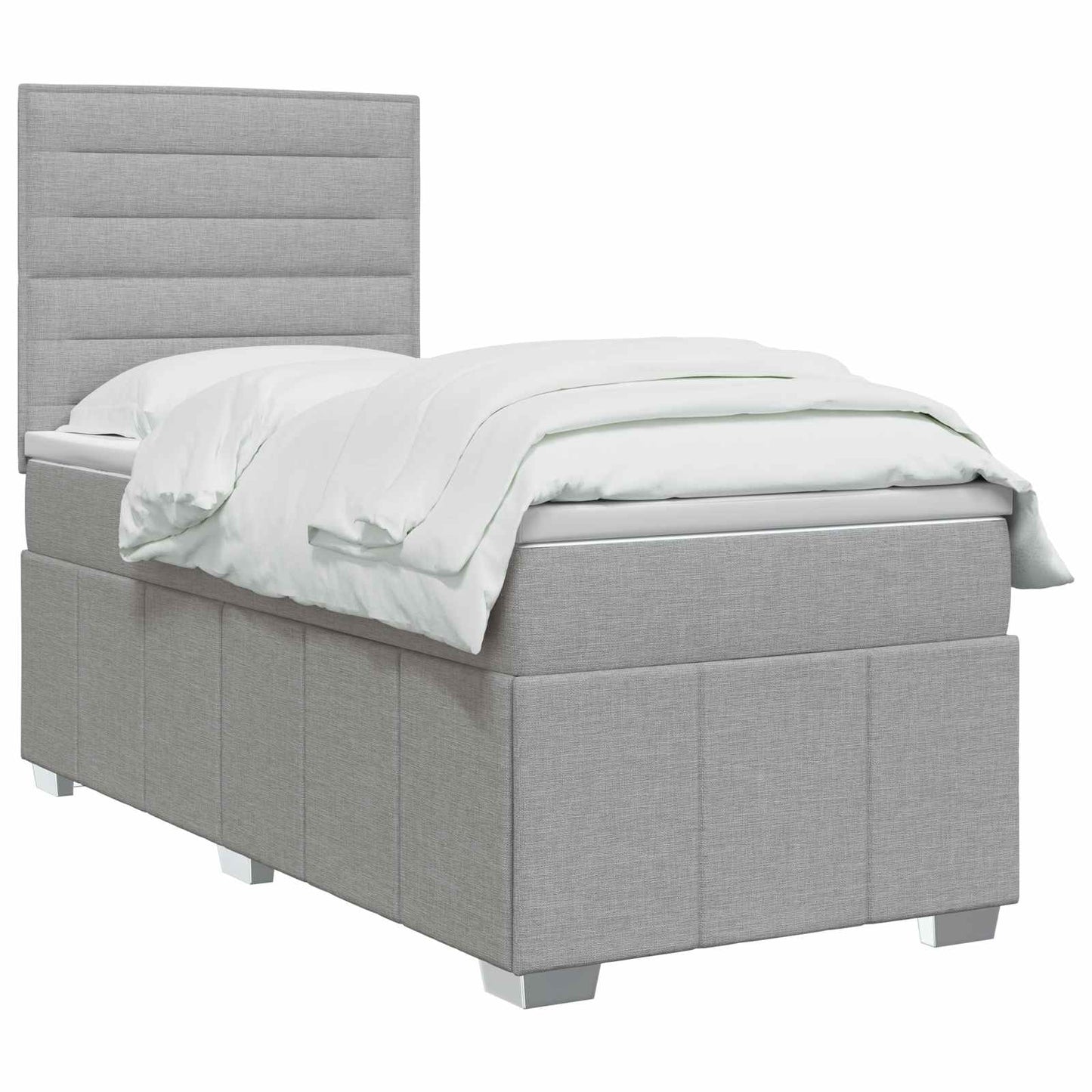 Boxspring ágy matraccal Világosszürke 100 x 200 cm Szövet