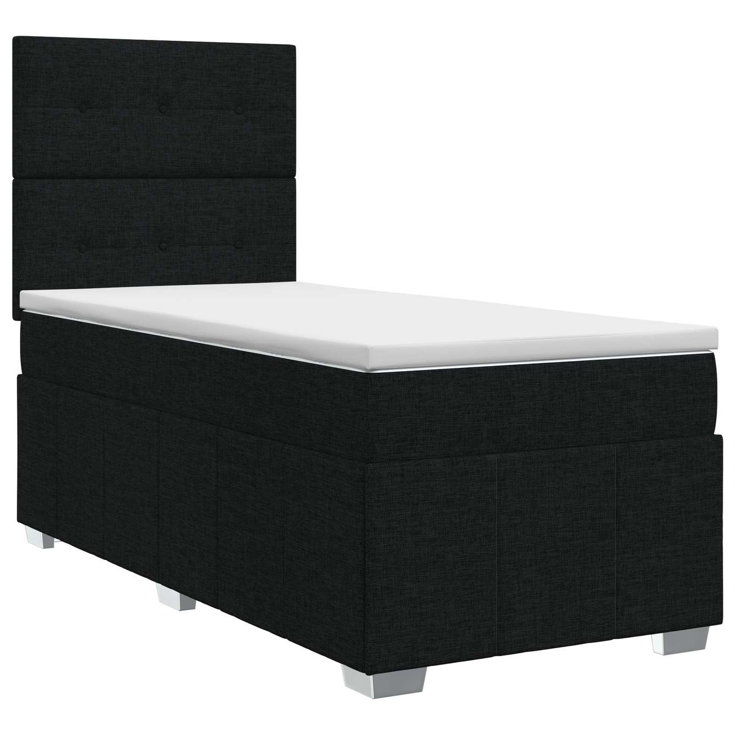 Boxspring ágy matraccal fejtámlával Fekete 100 x 200 cm Szövet