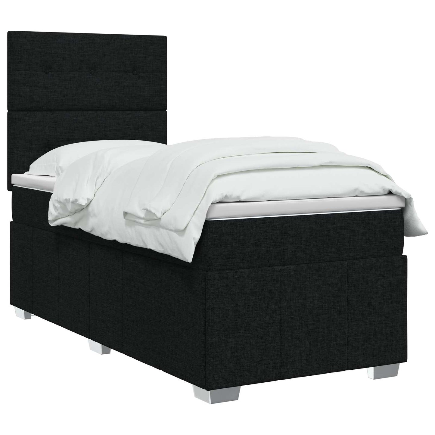 Boxspring ágy matraccal fejtámlával Fekete 100 x 200 cm Szövet
