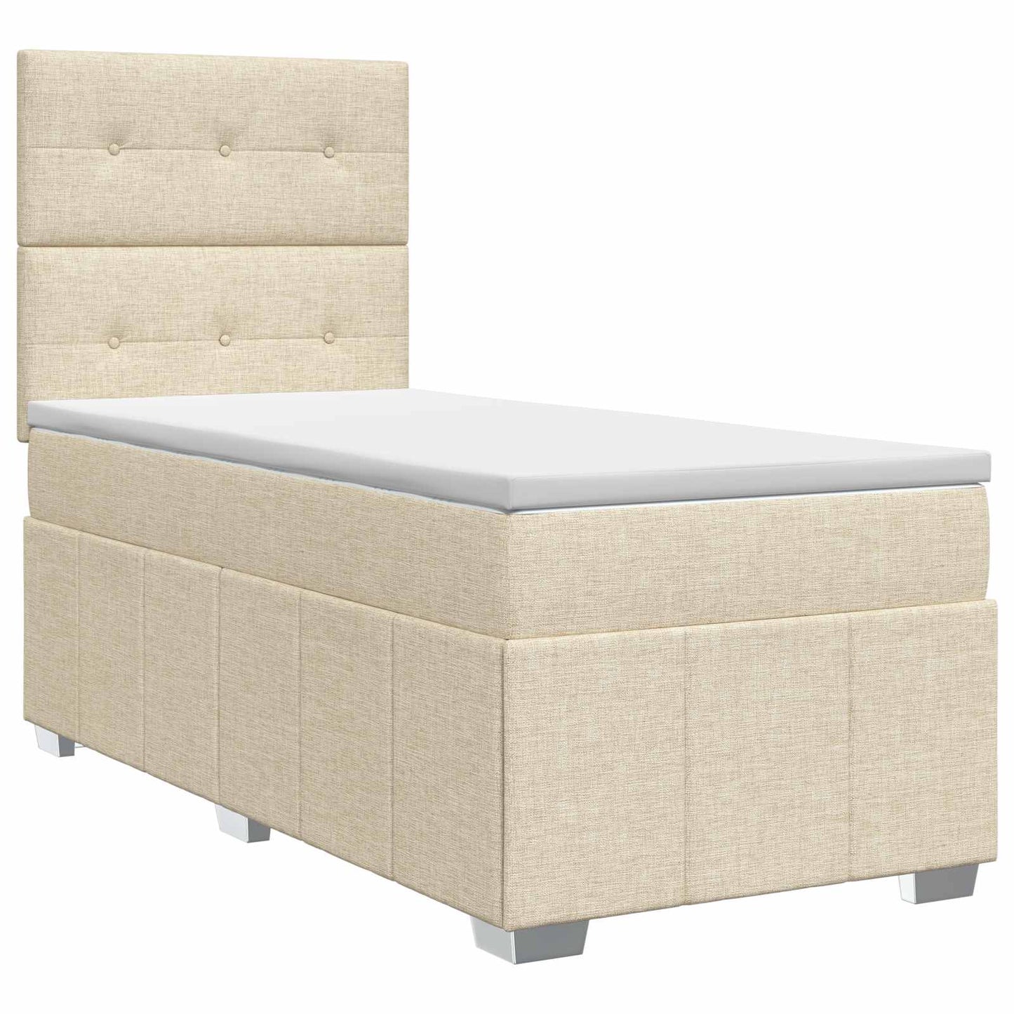 Boxspring ágy matraccal Krémszínű 100 x 200 cm Szövet