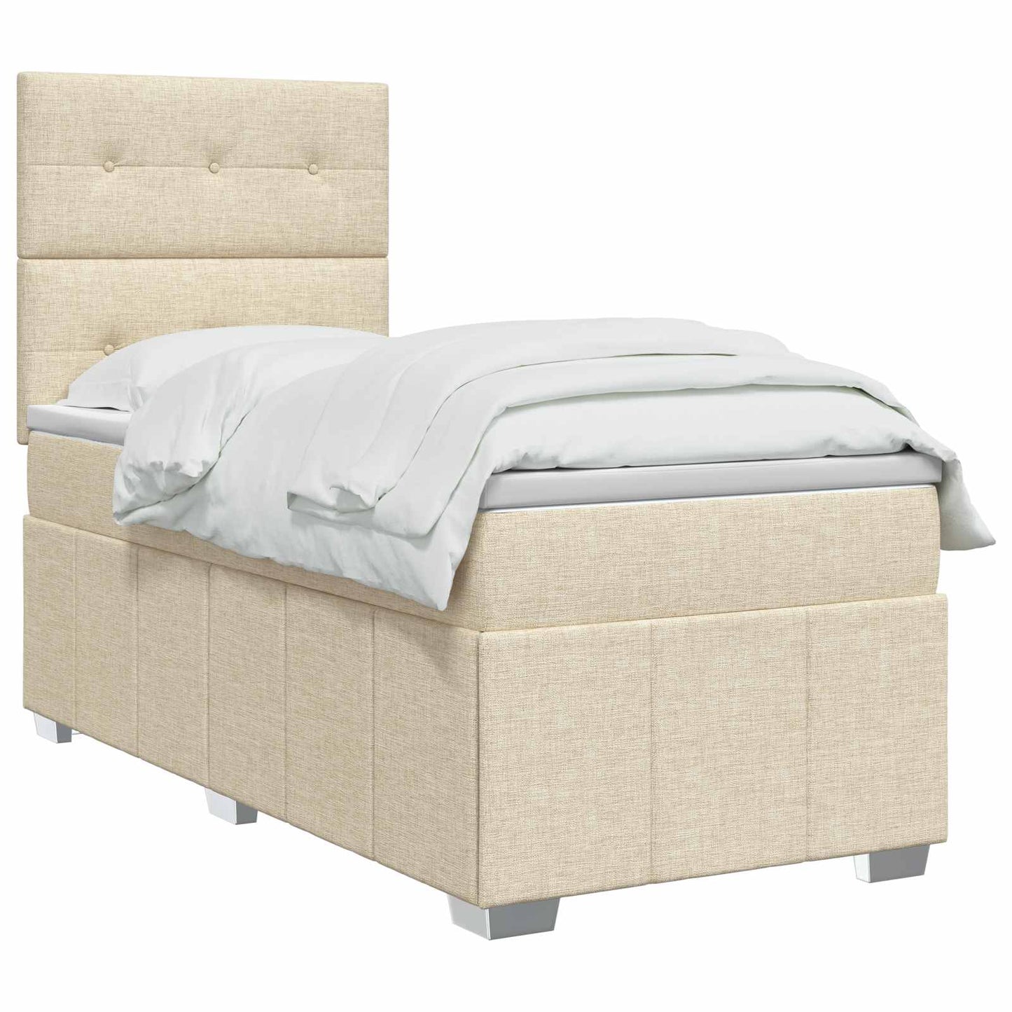 Boxspring ágy matraccal Krémszínű 100 x 200 cm Szövet