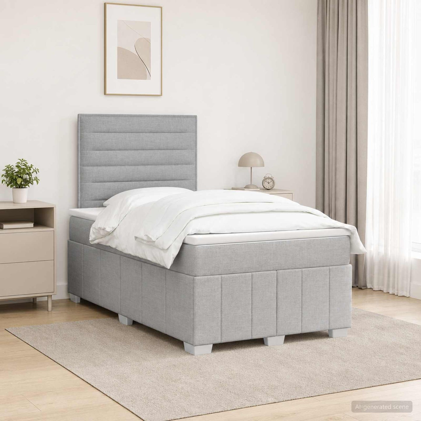 Boxspring ágy matraccal Világosszürke 120 x 190 cm Szövet