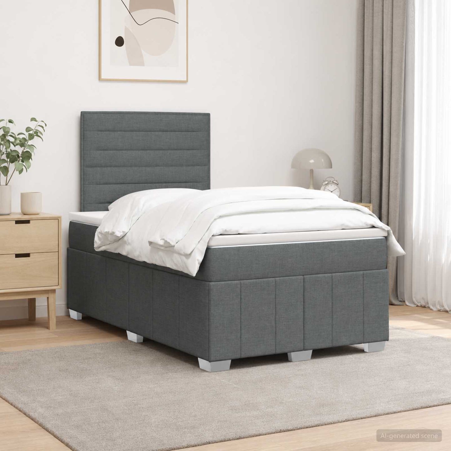 Boxspring ágy matraccal Sötétszürke 120 x 200 cm Szövet