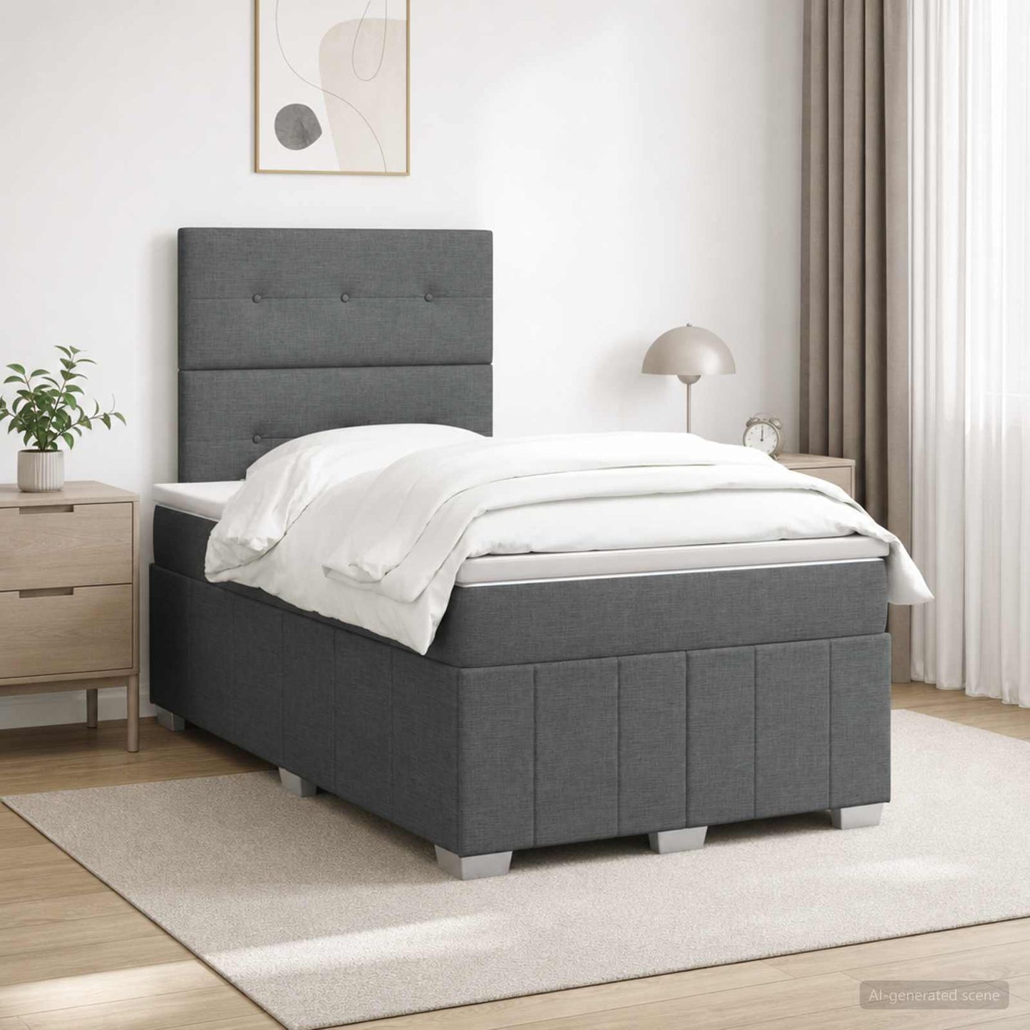 Boxspring ágy matraccal Sötétszürke 120 x 200 cm Szövet