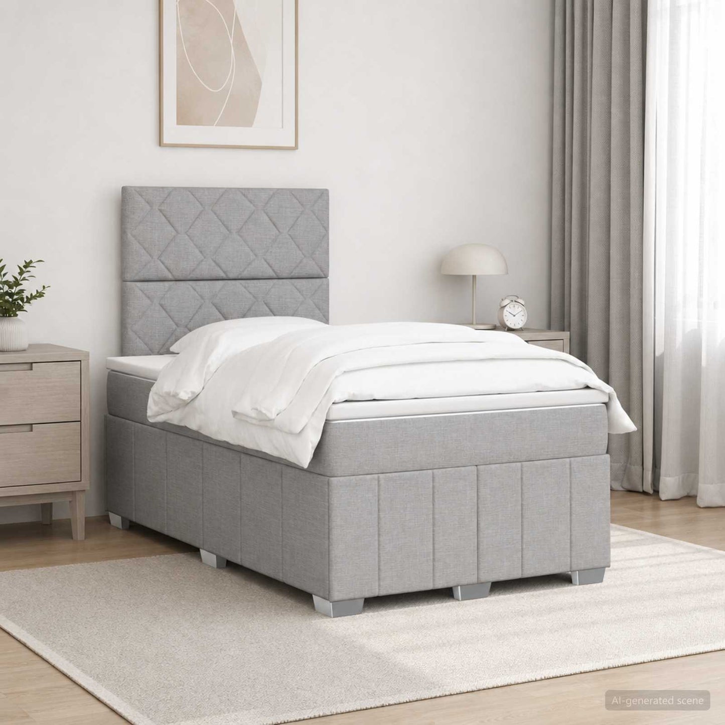 Boxspring ágy matraccal Világosszürke 120 x 190 cm Szövet