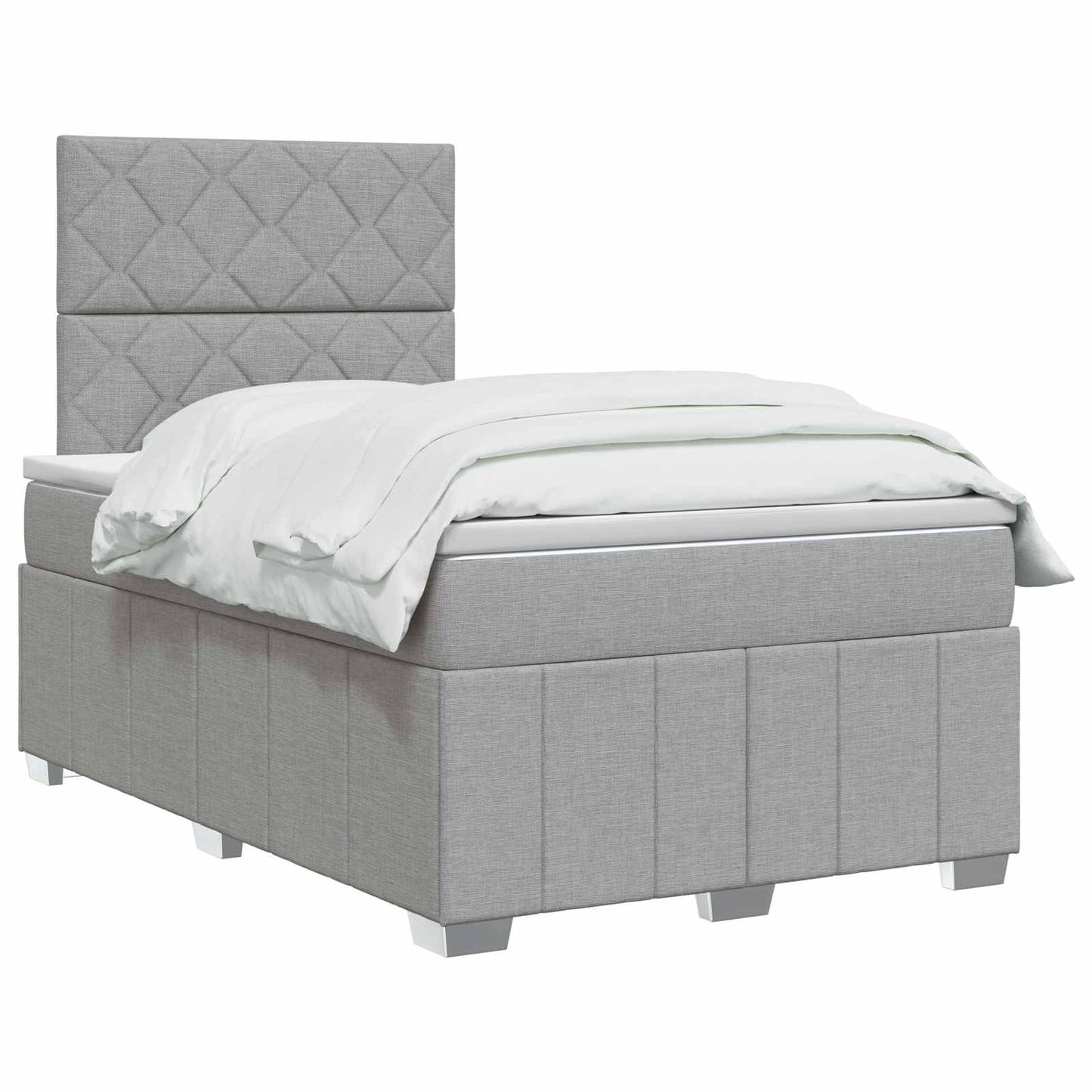 Boxspring ágy matraccal Világosszürke 120 x 190 cm Szövet