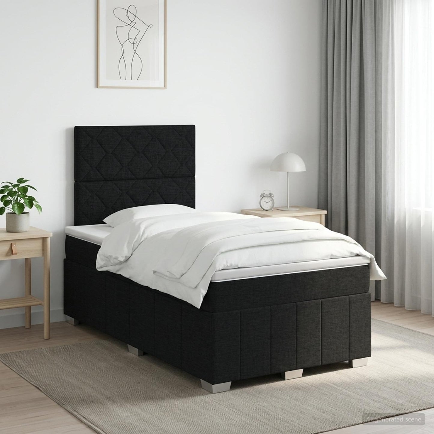 Boxspring ágy matraccal fejtámlával Fekete 120 x 200 cm Szövet