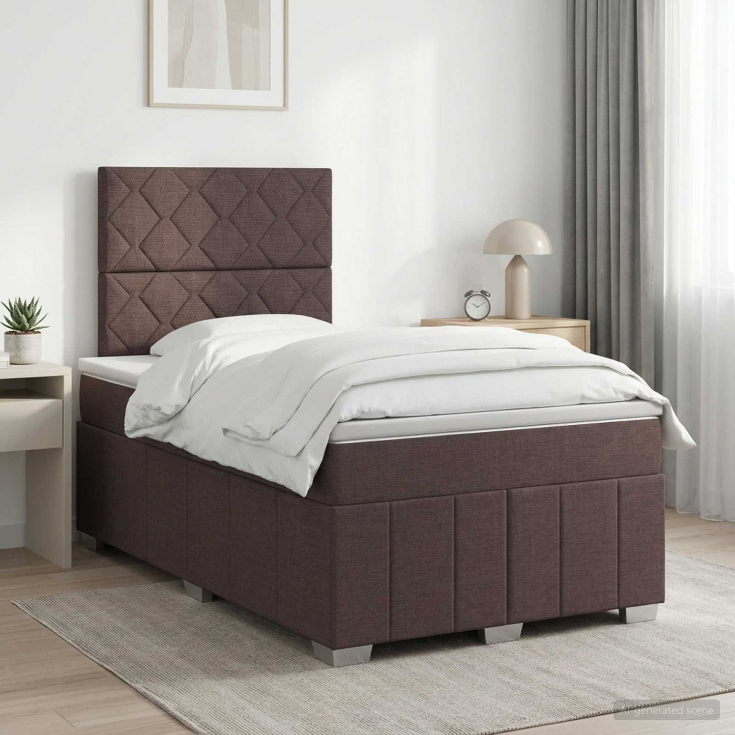 Boxspring ágy matraccal Sötét Barna 120 x 190 cm Szövet