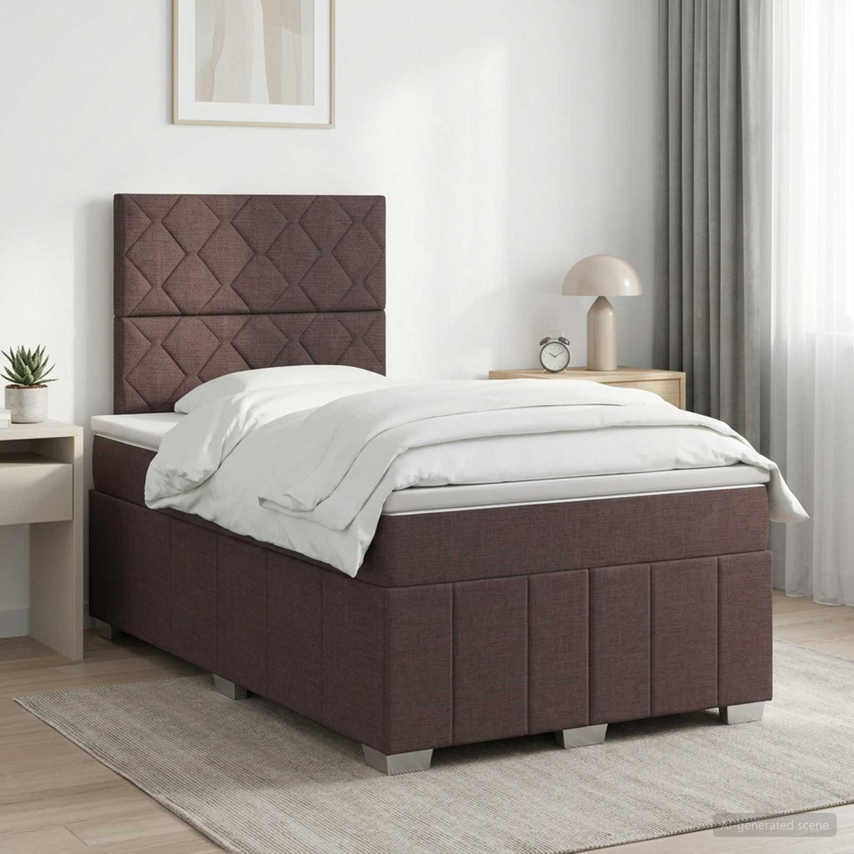 Boxspring ágy matraccal Sötét Barna 120 x 200 cm Szövet