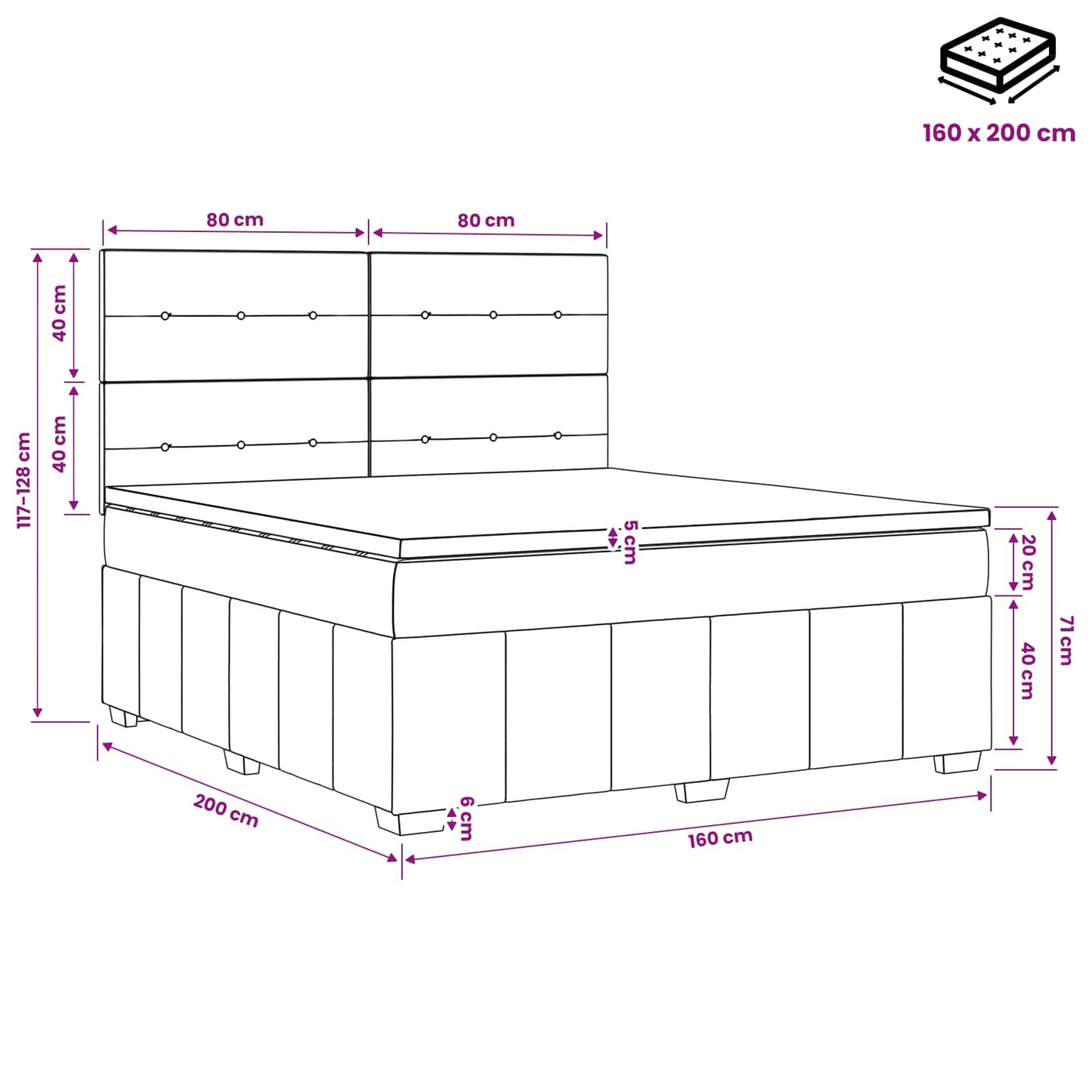 Boxspring ágy matraccal Világosszürke 160 x 200 cm Szövet