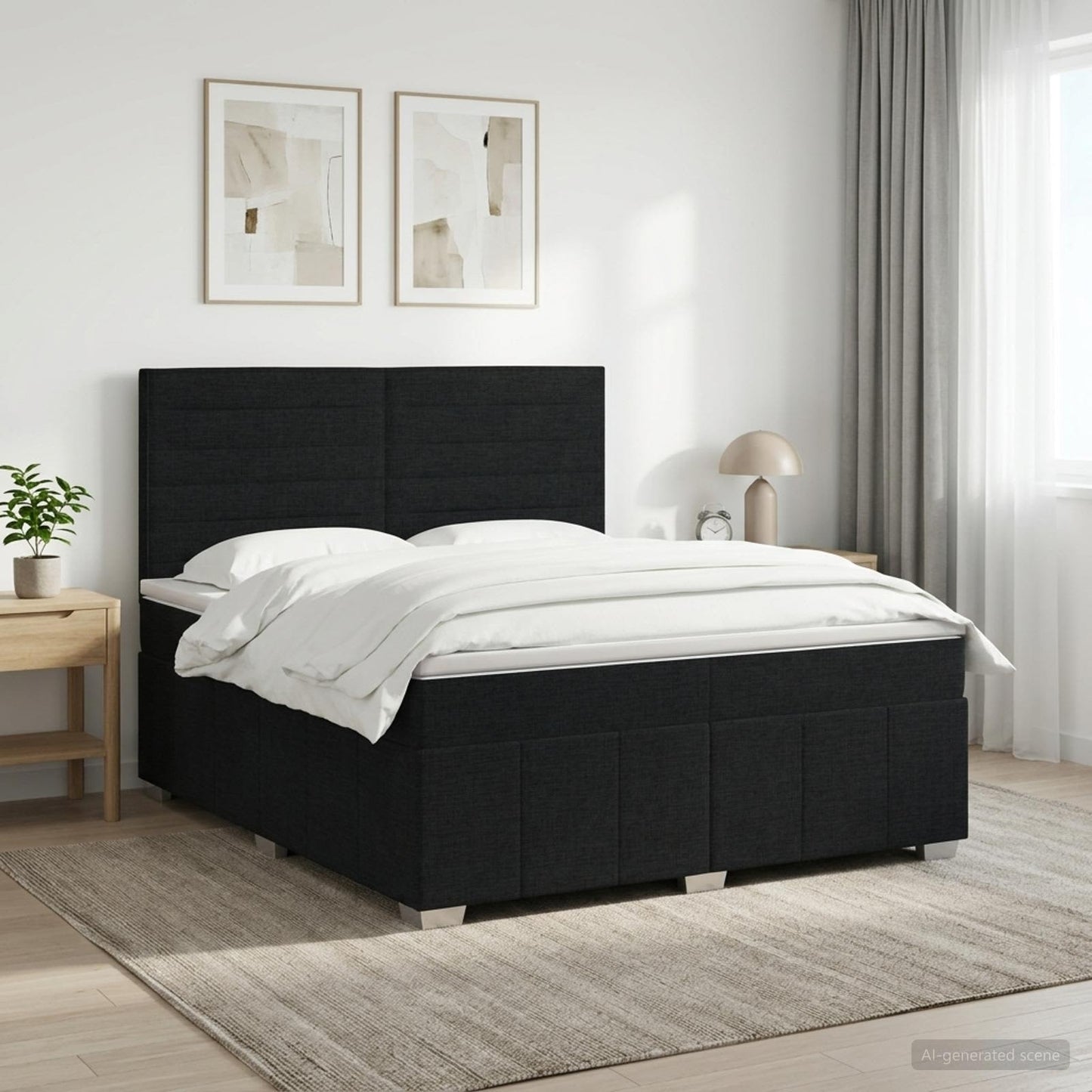 Boxspring ágy matraccal fejtámlával Fekete 180 x 200 cm Szövet