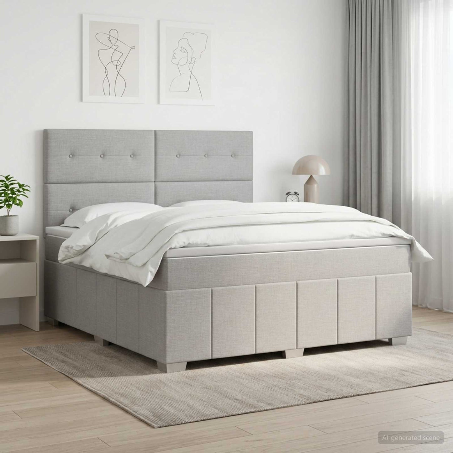 Boxspring ágy matraccal Világosszürke 160 x 200 cm Szövet