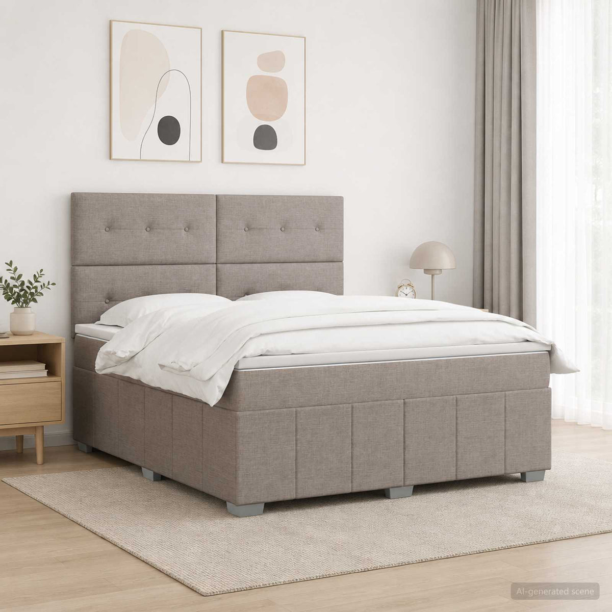 Boxspring ágy matraccal Tópszínű 140 x 190 cm Szövet