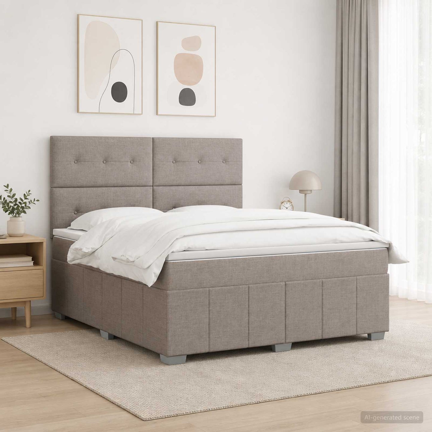 Boxspring ágy matraccal Tópszínű 140 x 200 cm Szövet