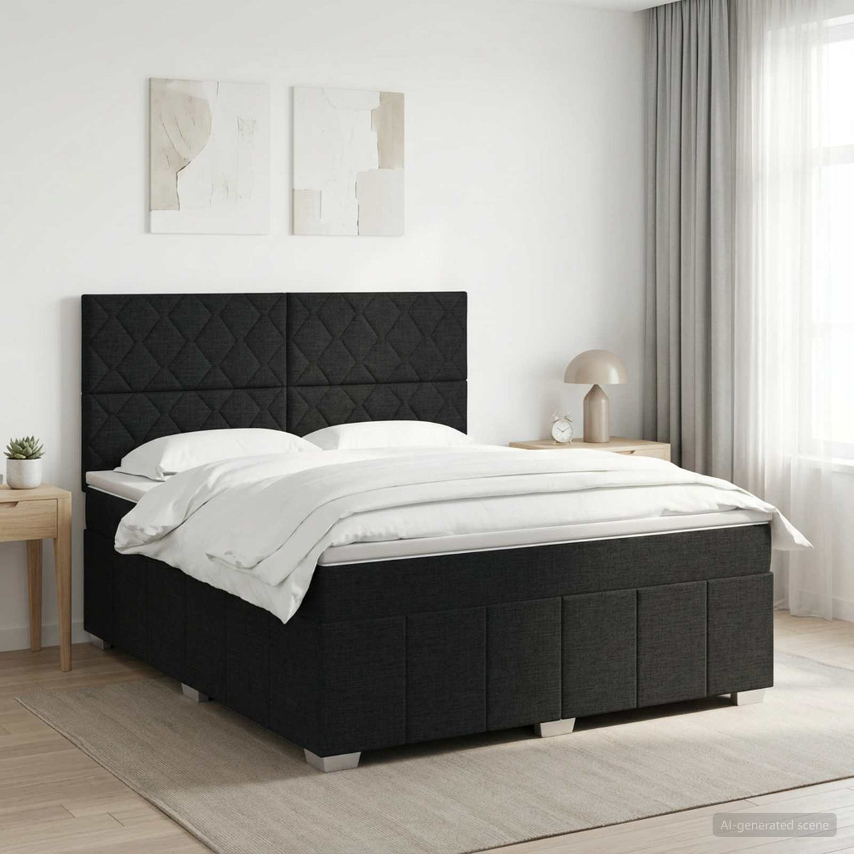 Boxspring ágy matraccal fejtámlával Fekete 160 x 200 cm Szövet