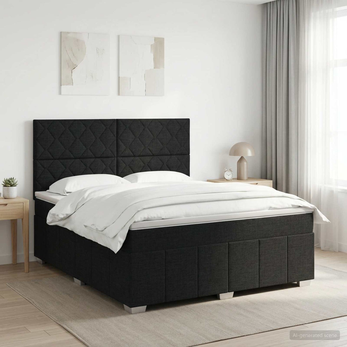 Boxspring ágy matraccal fejtámlával Fekete 180 x 200 cm Szövet