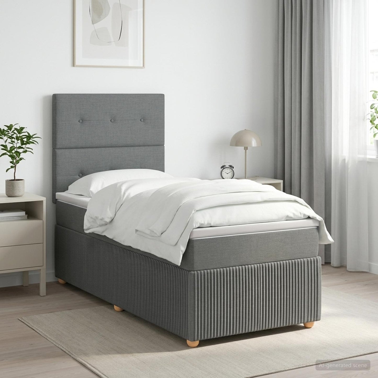 Boxspring ágy matraccal Sötétszürke 100 x 200 cm Szövet