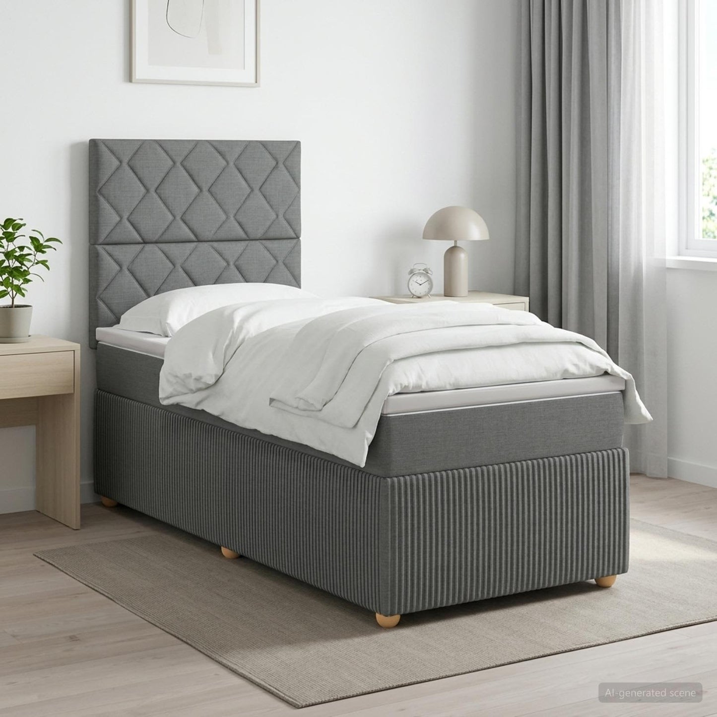 Boxspring ágy matraccal Sötétszürke 80 x 200 cm Szövet