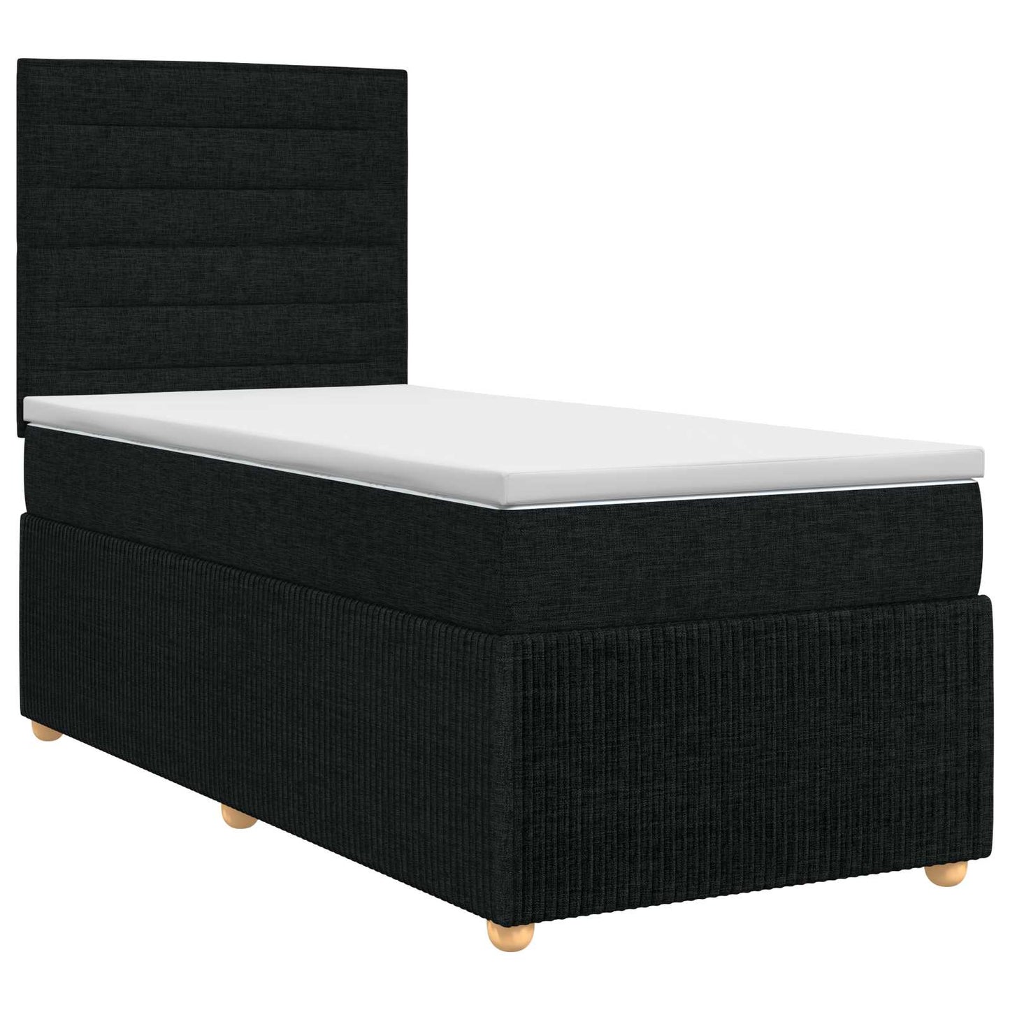 Boxspring ágy matraccal fejtámlával Fekete 90 x 190 cm Szövet