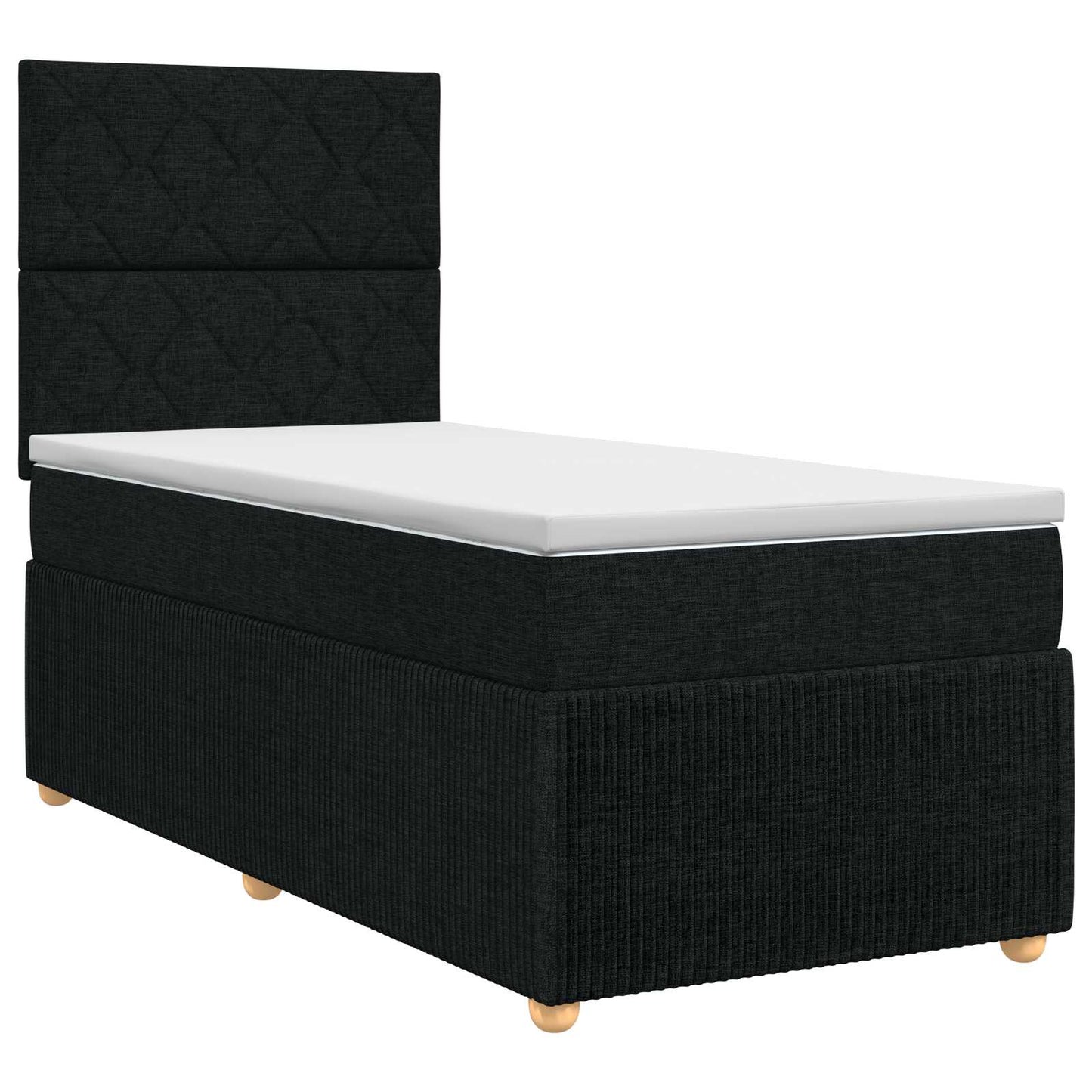 Boxspring ágy matraccal fejtámlával Fekete 90 x 190 cm Szövet