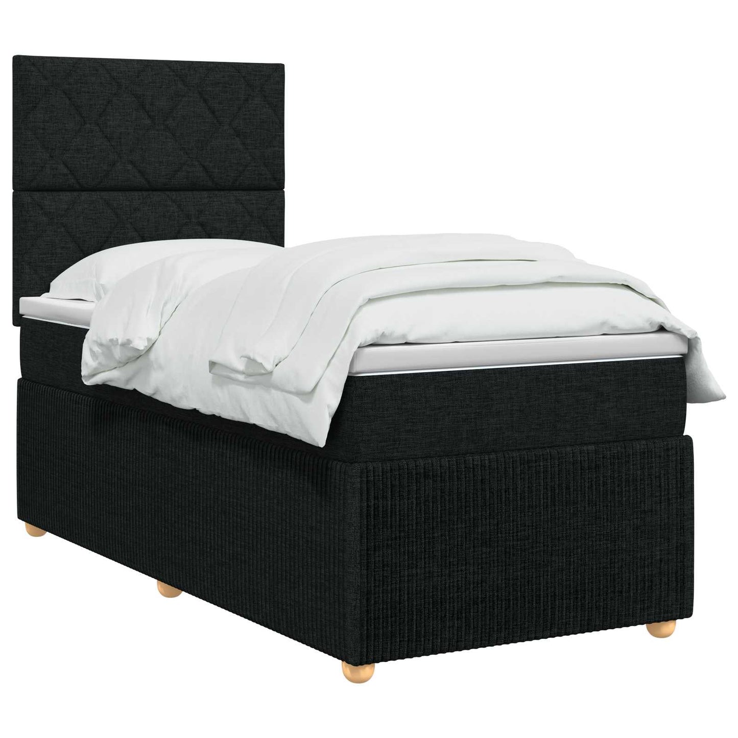 Boxspring ágy matraccal fejtámlával Fekete 90 x 200 cm Szövet