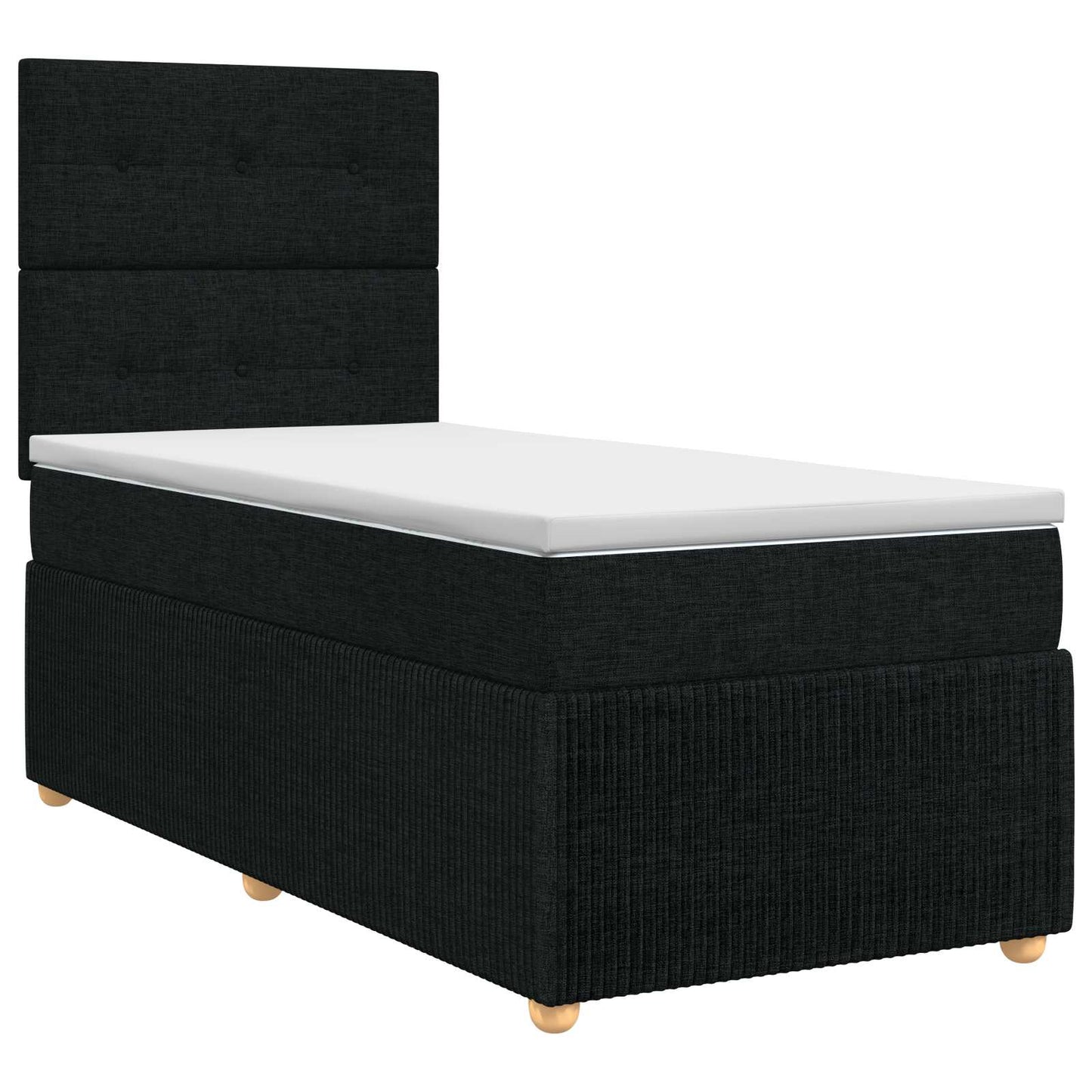 Boxspring ágy matraccal fejtámlával Fekete 100 x 200 cm Szövet