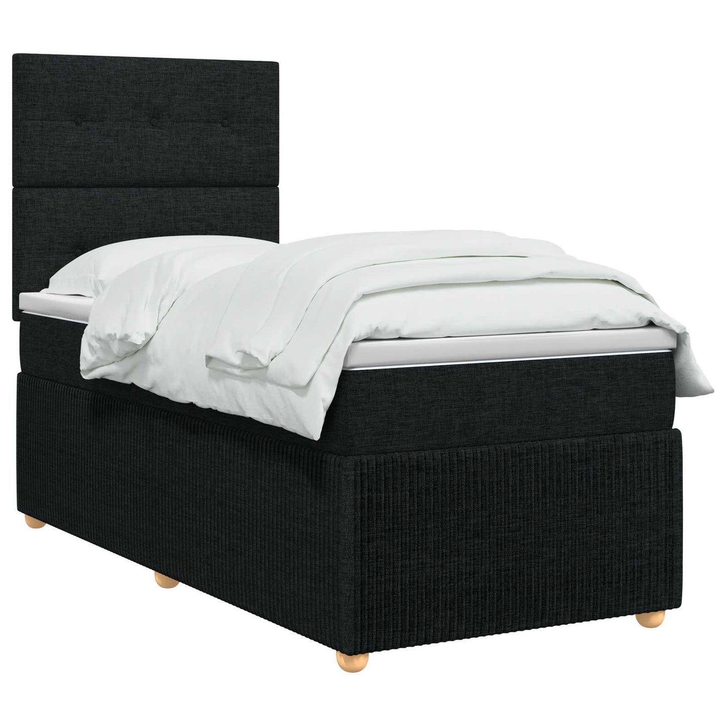 Boxspring ágy matraccal fejtámlával Fekete 100 x 200 cm Szövet