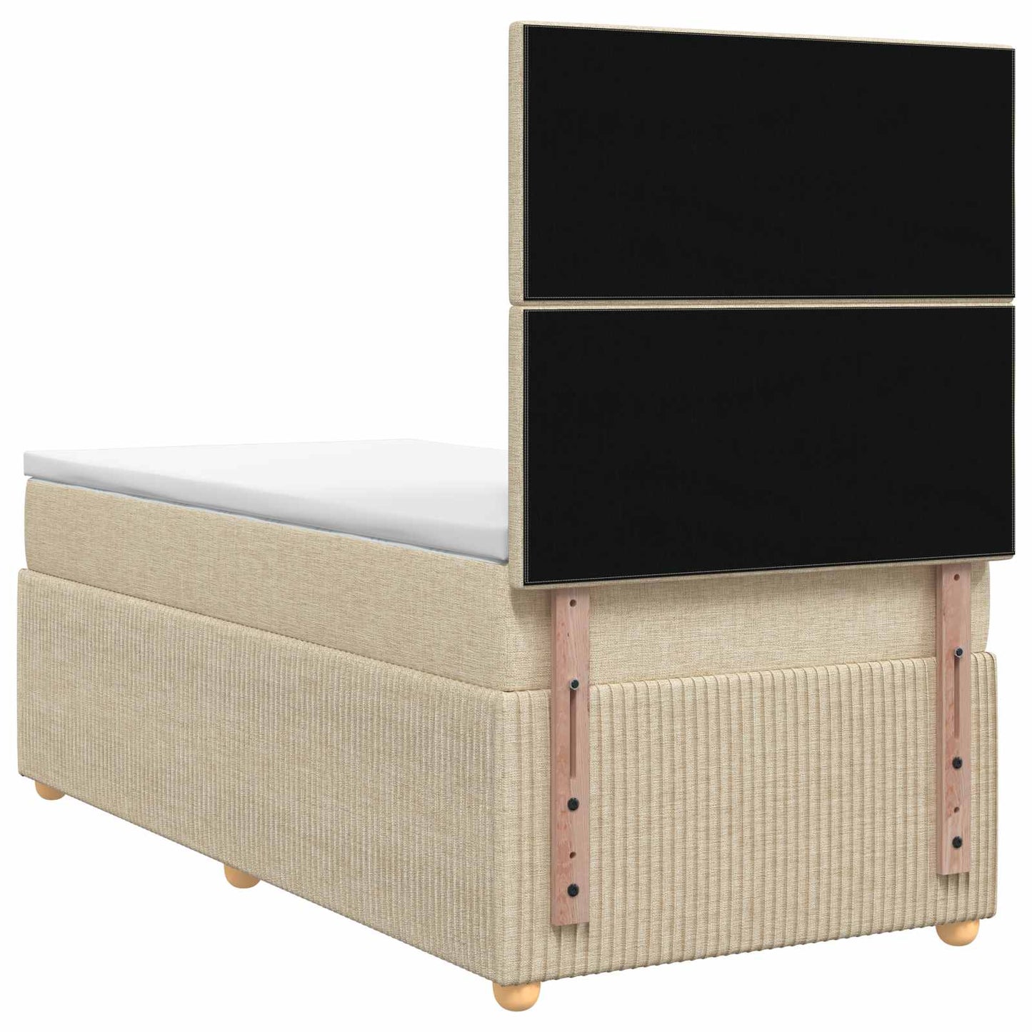 Boxspring ágy matraccal Krémszínű 100 x 200 cm Szövet
