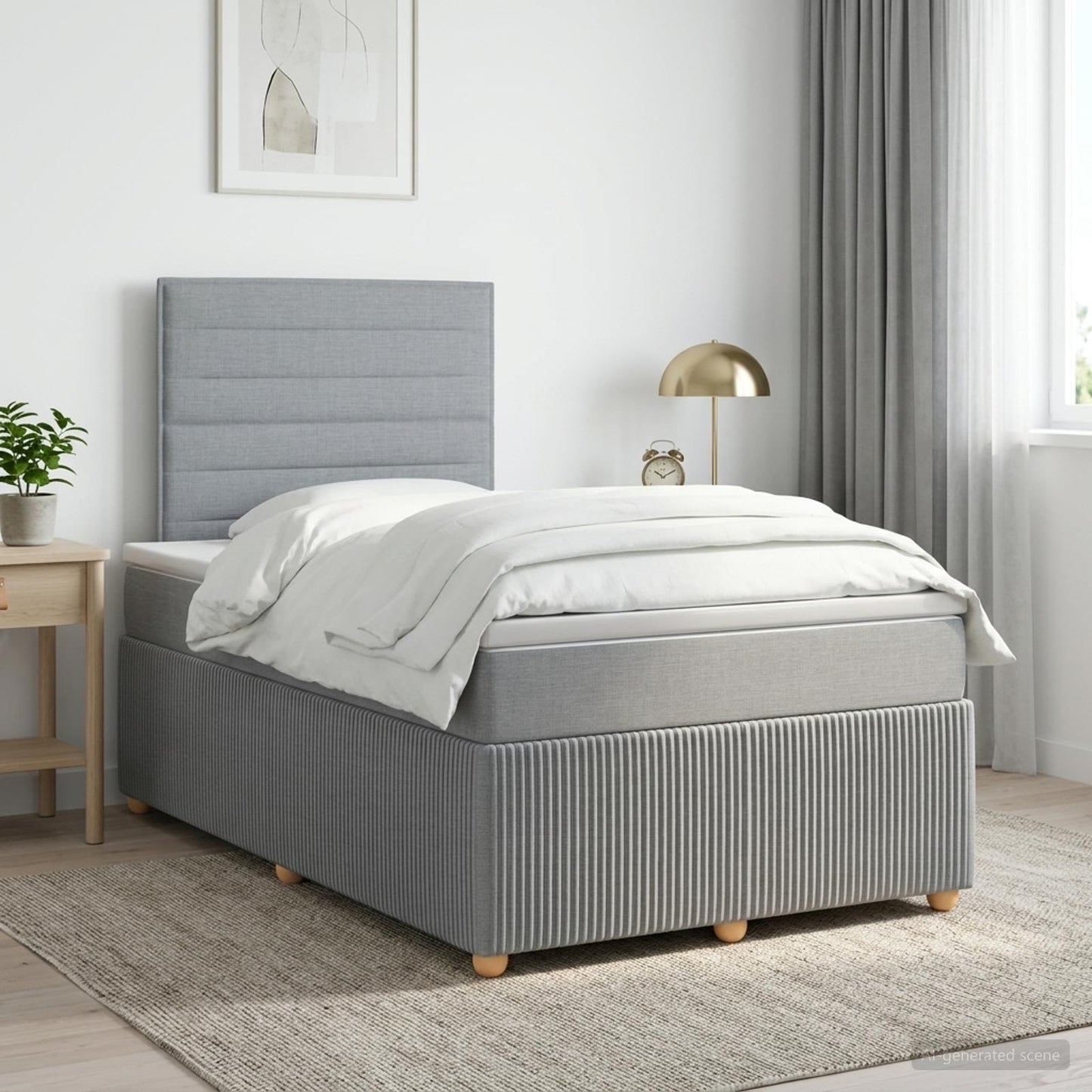 Boxspring ágy matraccal Világosszürke 120 x 200 cm Szövet
