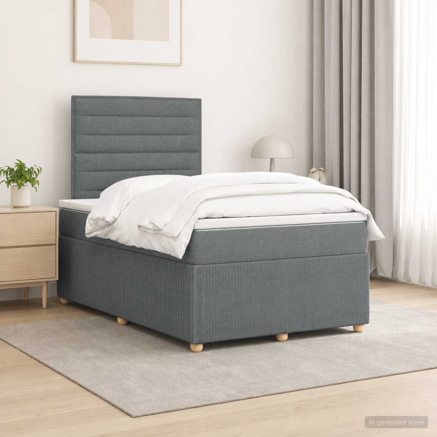Boxspring ágy matraccal Sötétszürke 120 x 190 cm Szövet