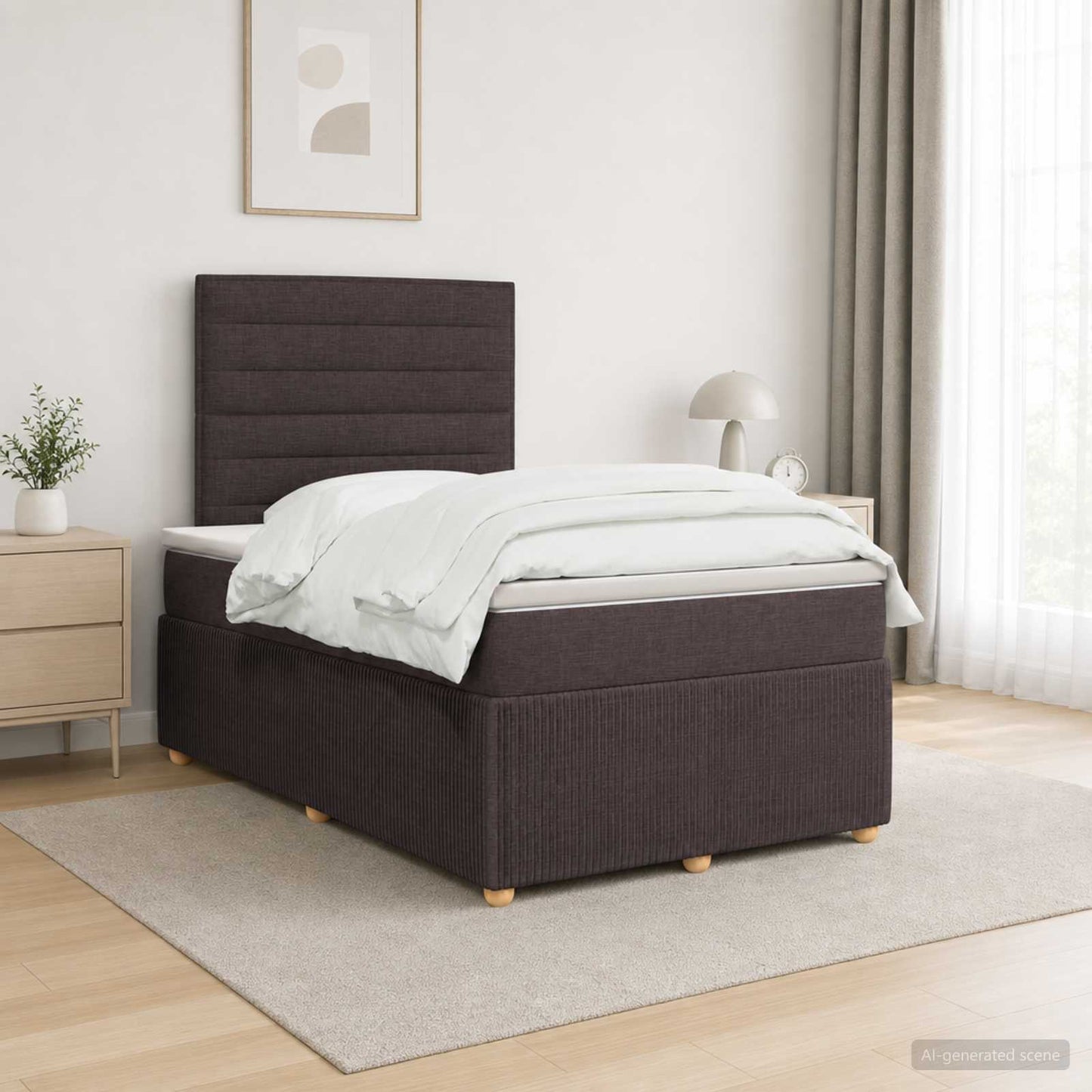 Boxspring ágy matraccal Sötét Barna 120 x 190 cm Szövet