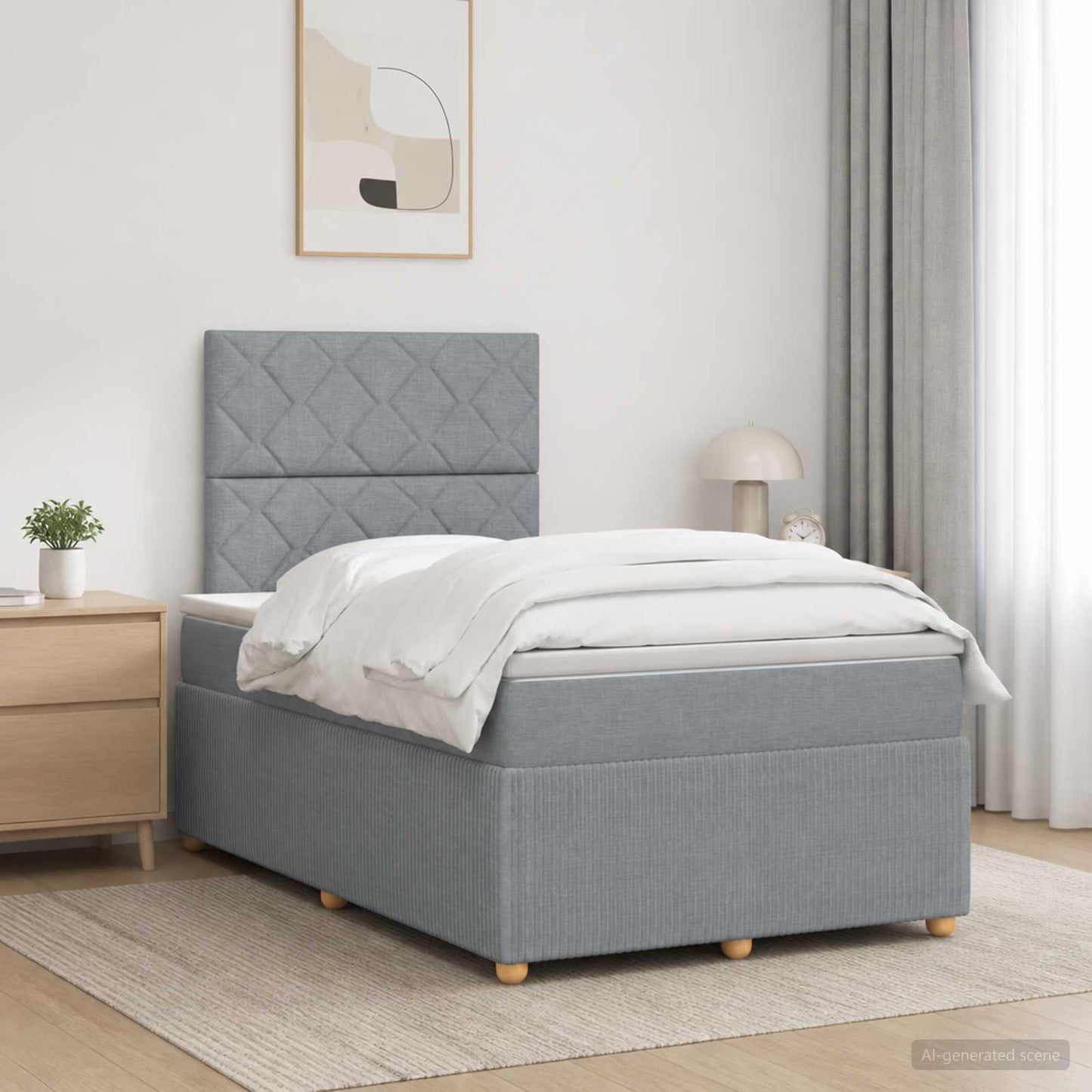 Boxspring ágy matraccal Világosszürke 120 x 190 cm Szövet