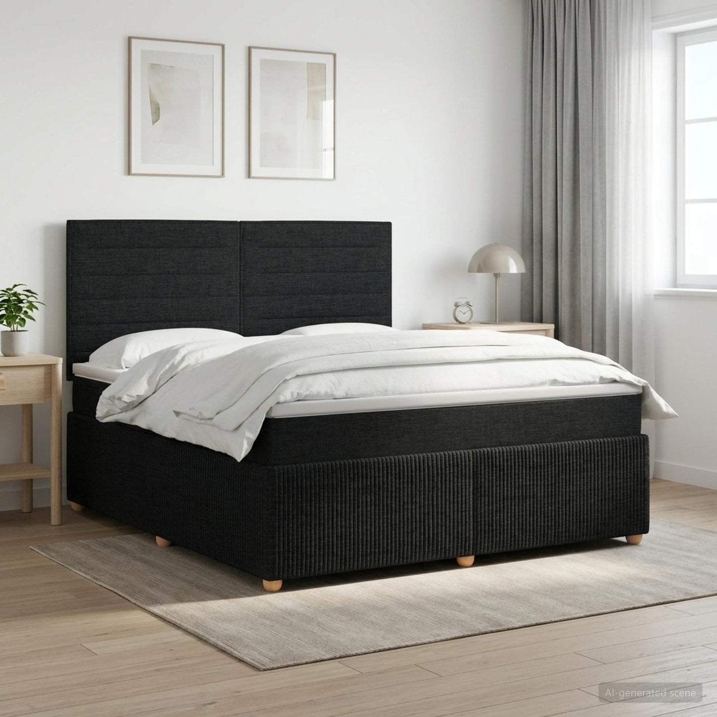 Boxspring ágy matraccal fejtámlával Fekete 140 x 200 cm Szövet