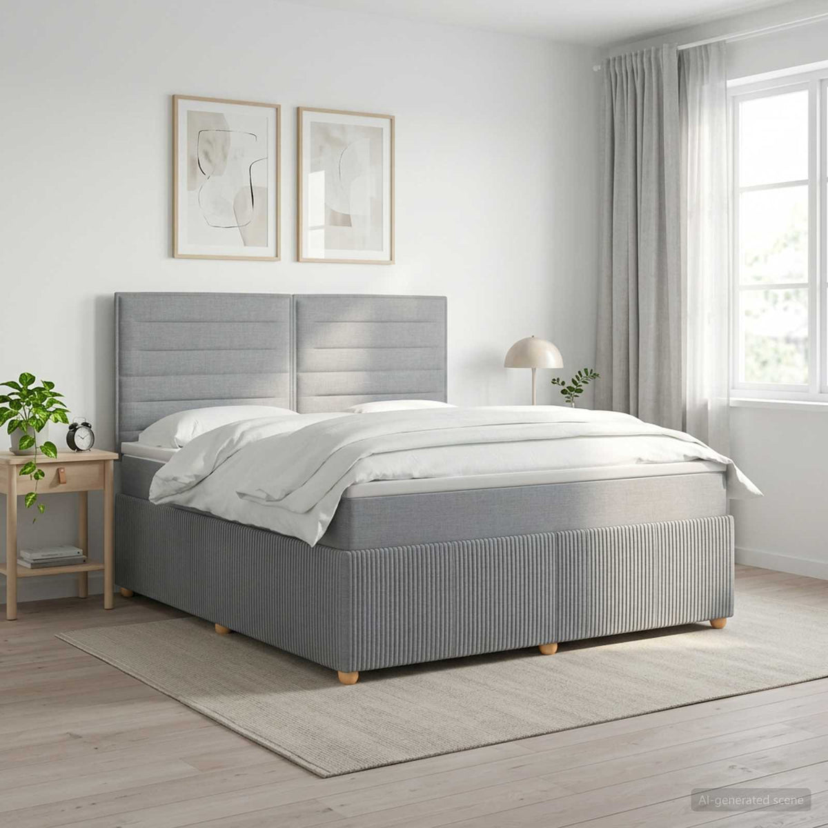 Boxspring ágy matraccal Világosszürke 160 x 200 cm Szövet