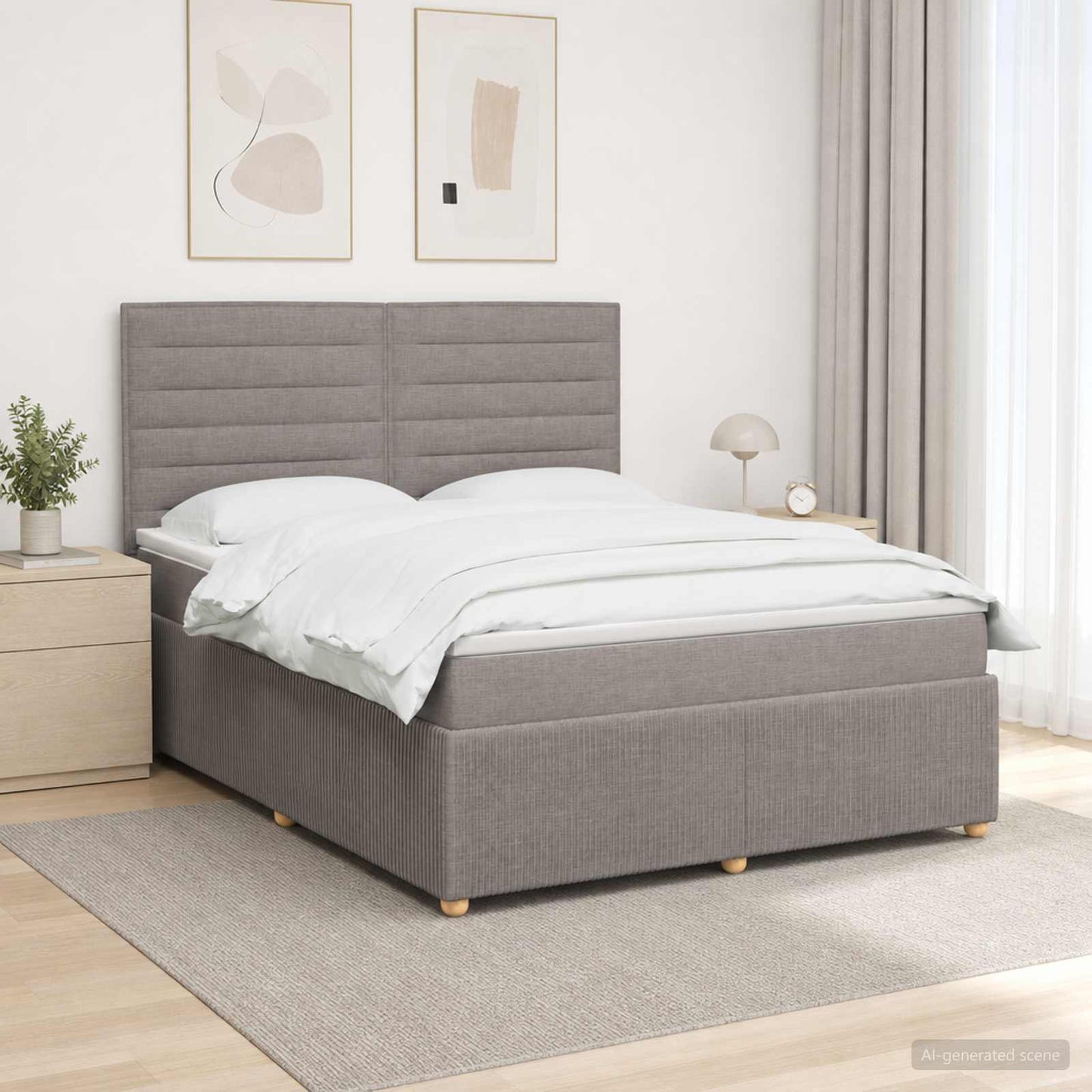 Boxspring ágy matraccal Tópszínű 140 x 190 cm Szövet