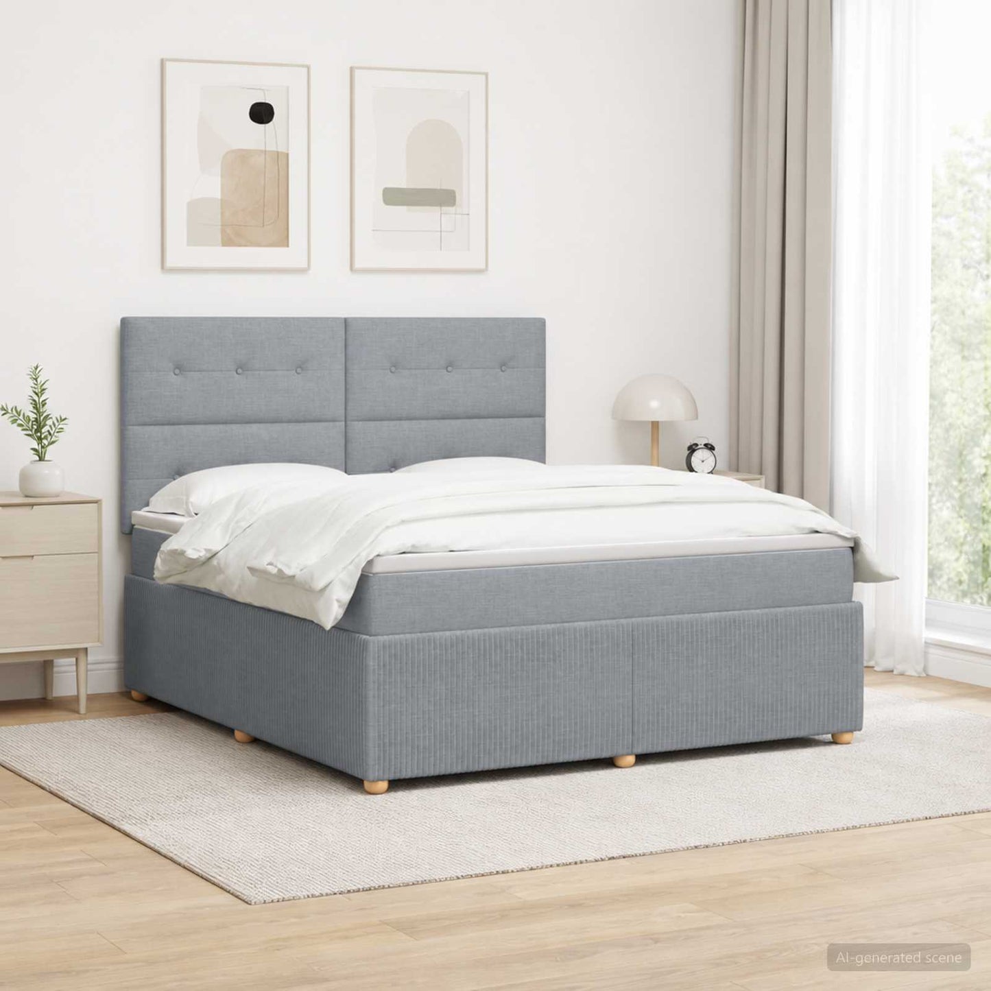 Boxspring ágy matraccal Világosszürke 160 x 200 cm Szövet